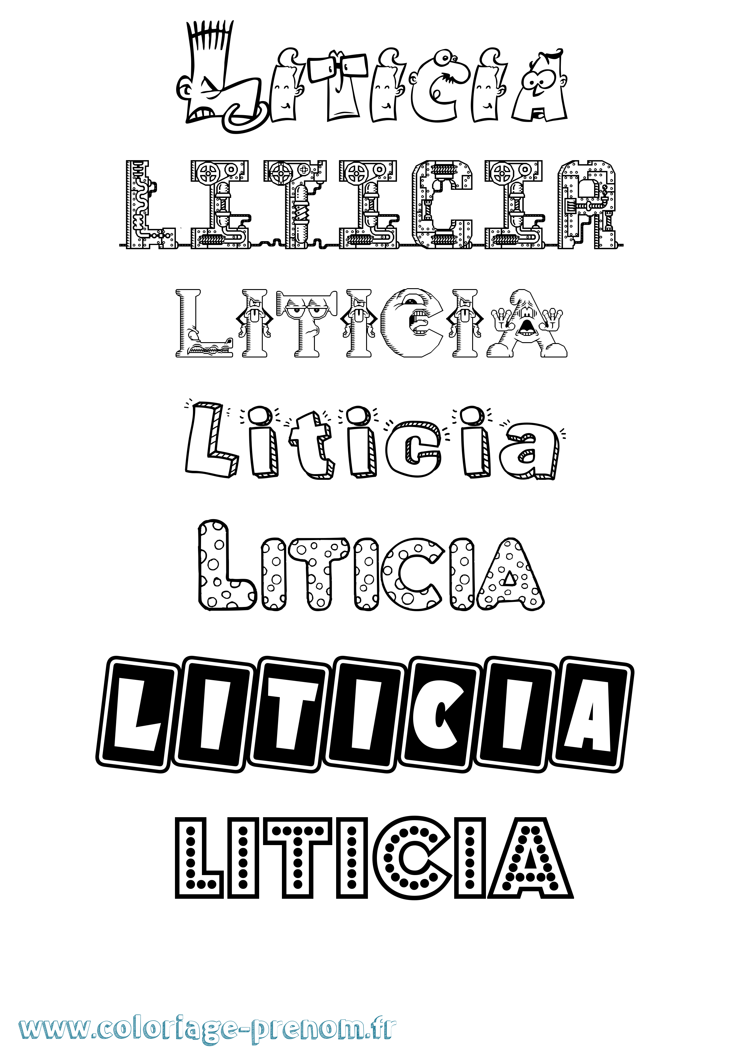 Coloriage Liticia Fun Coloriage prénom Liticia Fun