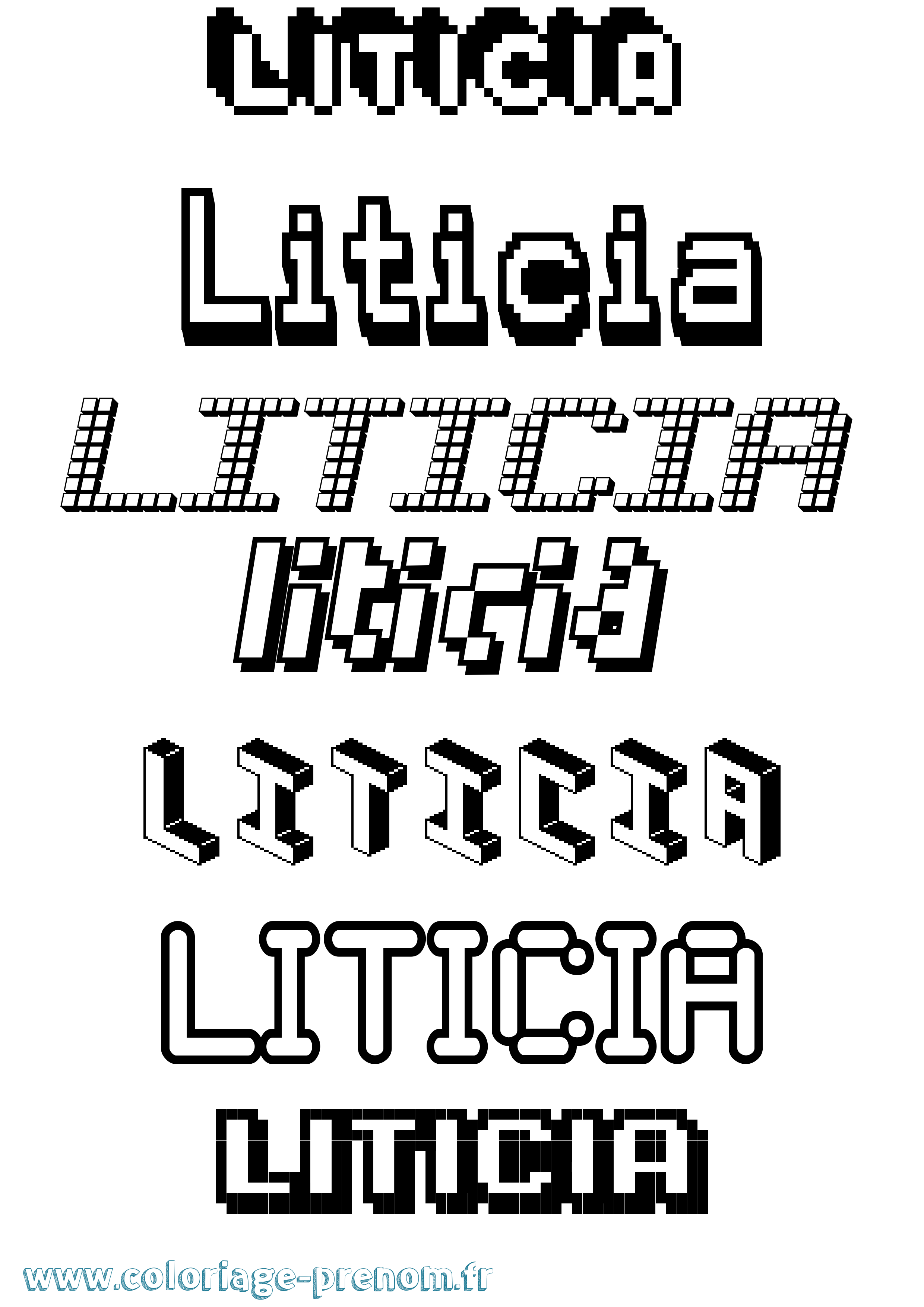 Coloriage Liticia Pixel Coloriage prénom Liticia Pixel