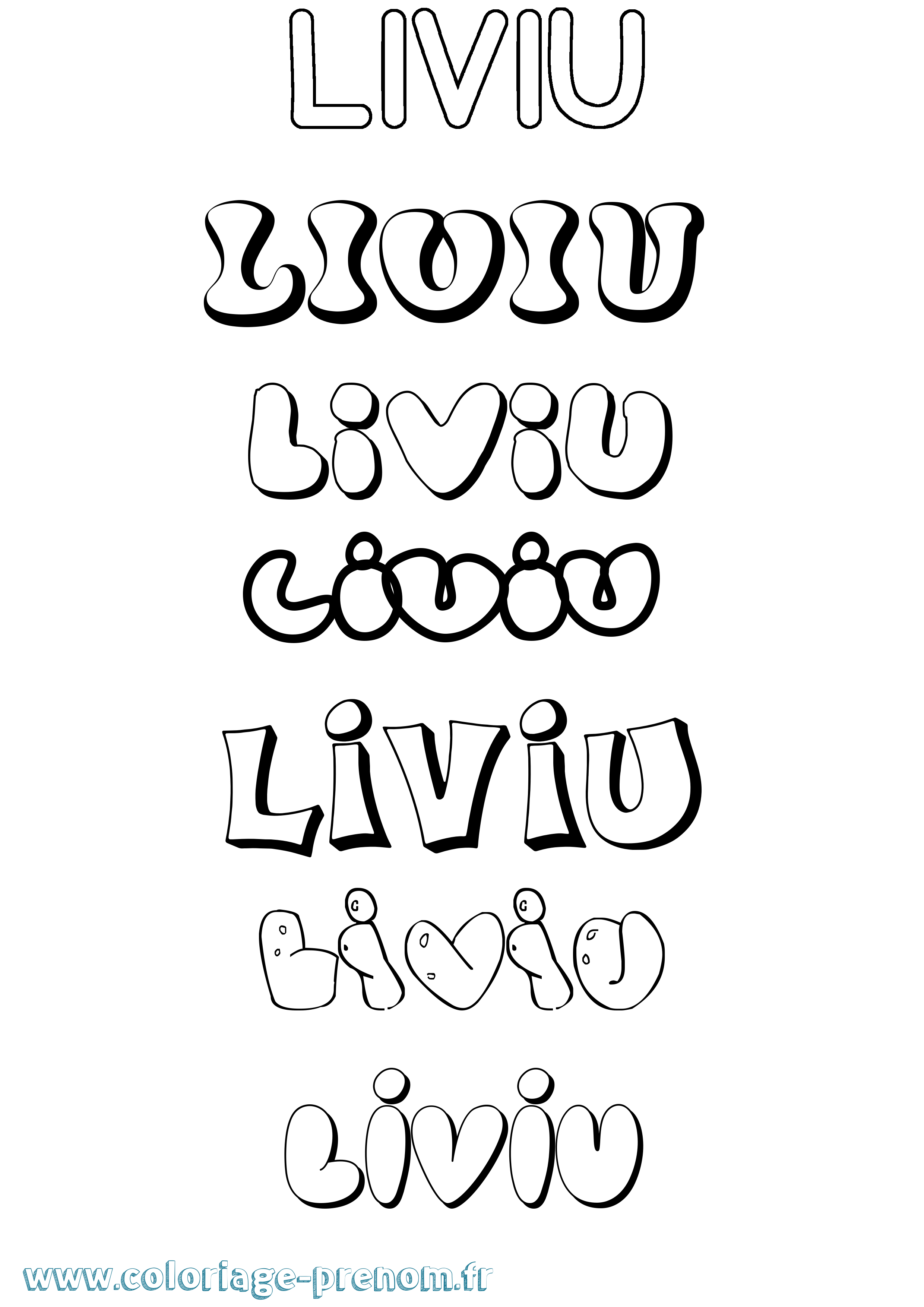 Coloriage Liviu Bubble Coloriage prénom Liviu Bubble