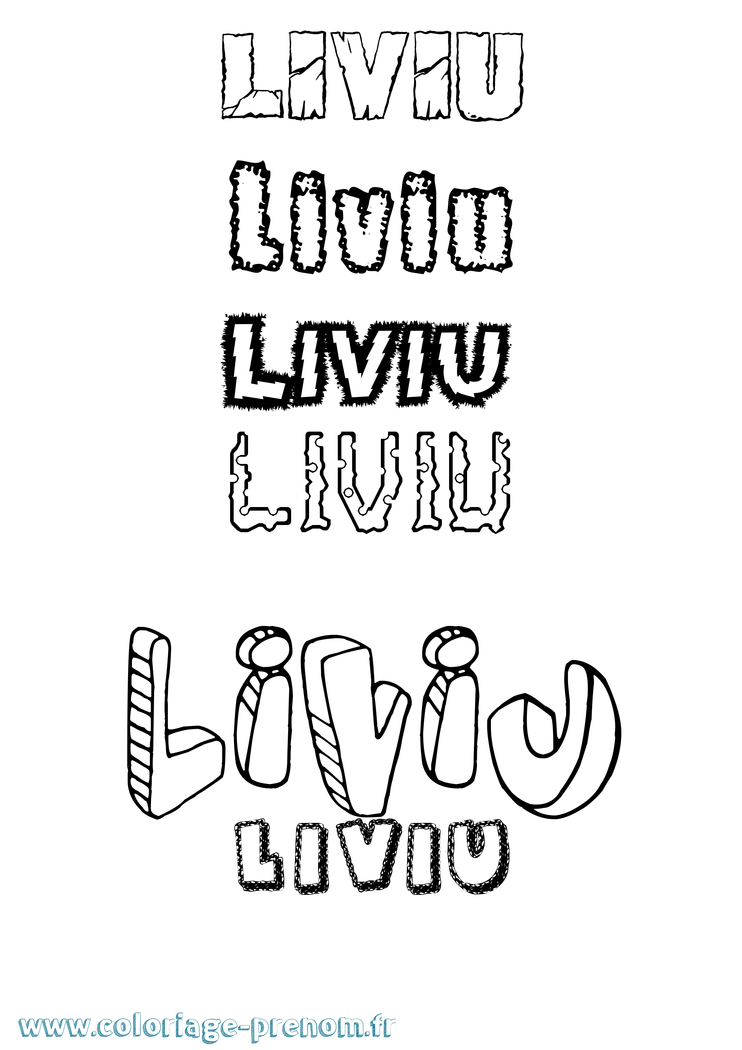 Coloriage Liviu Destructuré Coloriage prénom Liviu Destructuré