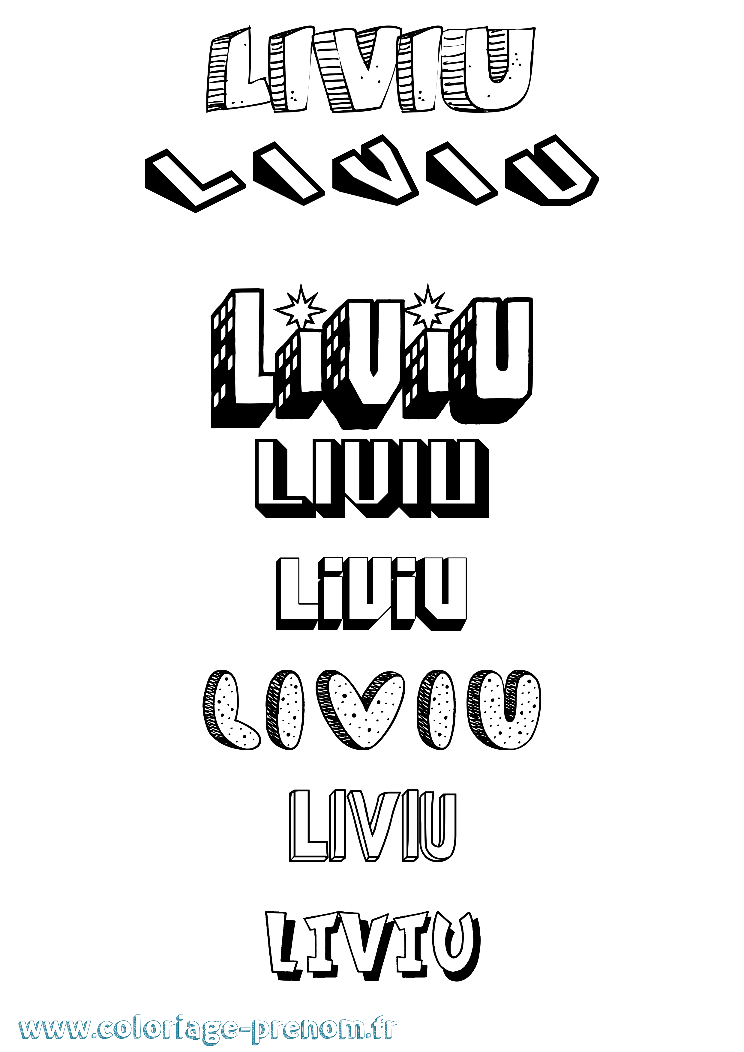Coloriage Liviu Effet 3D Coloriage prénom Liviu Effet 3D