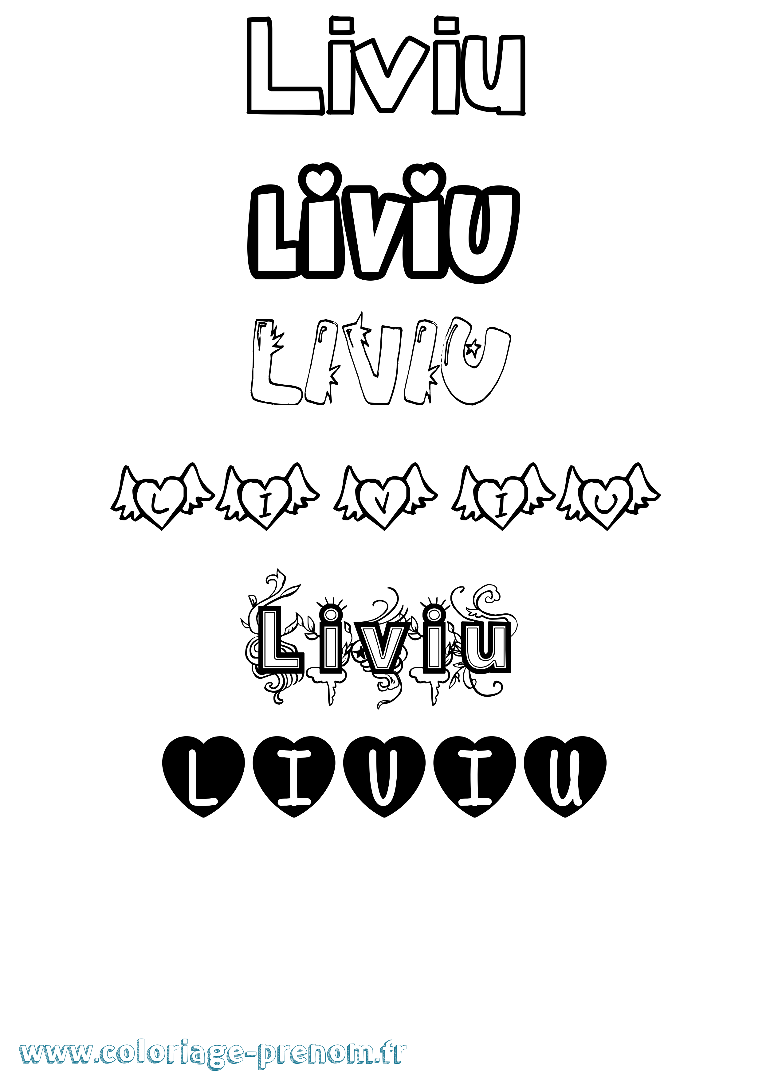 Coloriage Liviu Girly Coloriage prénom Liviu Girly