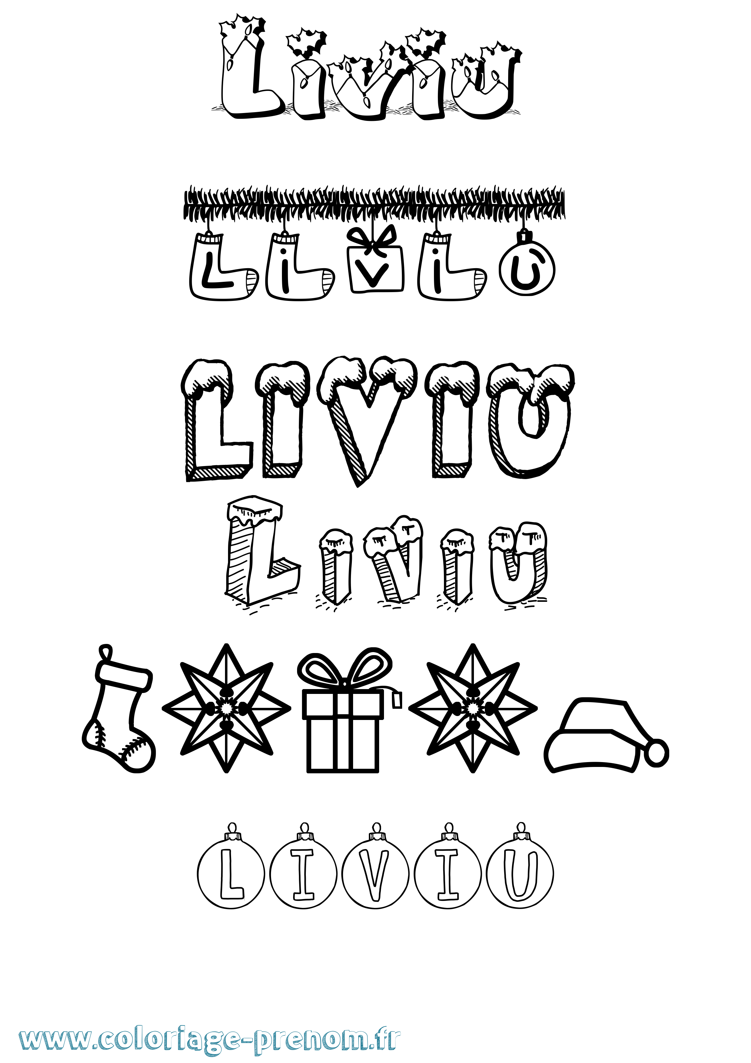 Coloriage Liviu Noël Coloriage prénom Liviu Noël