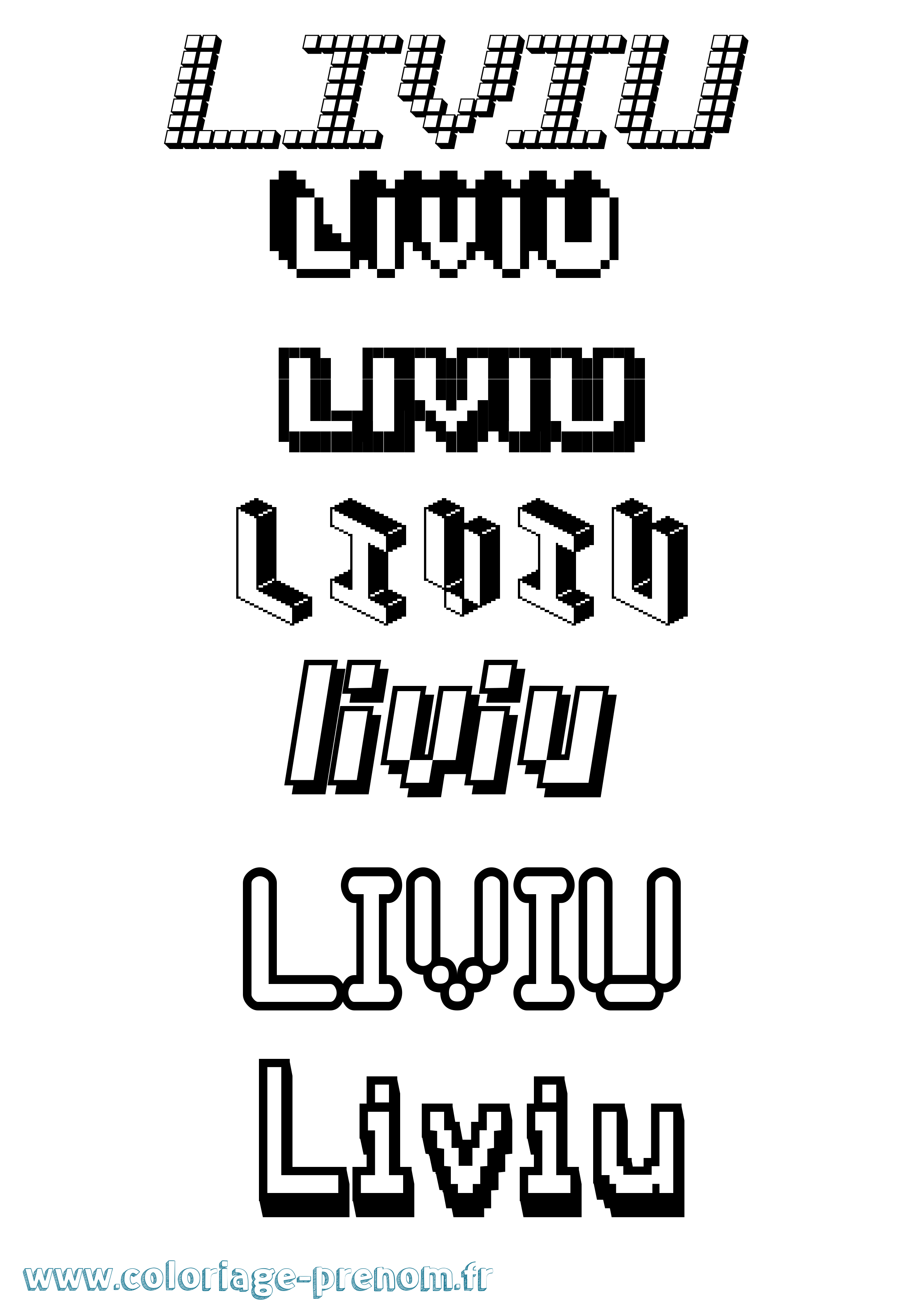 Coloriage Liviu Pixel Coloriage prénom Liviu Pixel