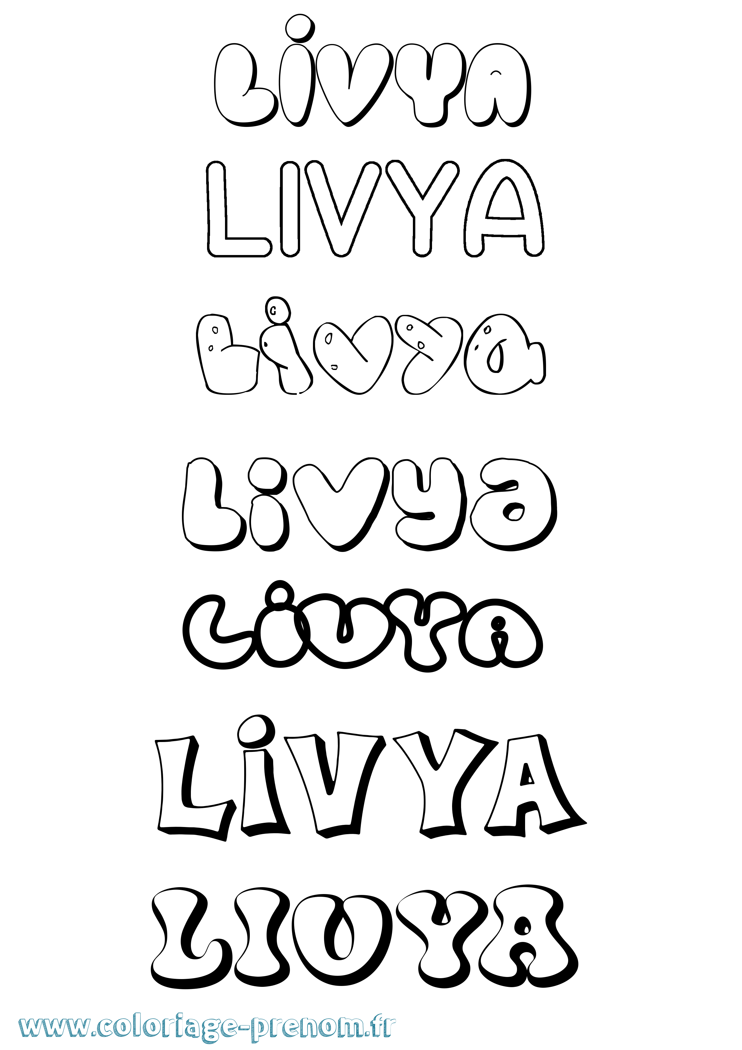 Coloriage Livya Bubble Coloriage prénom Livya Bubble