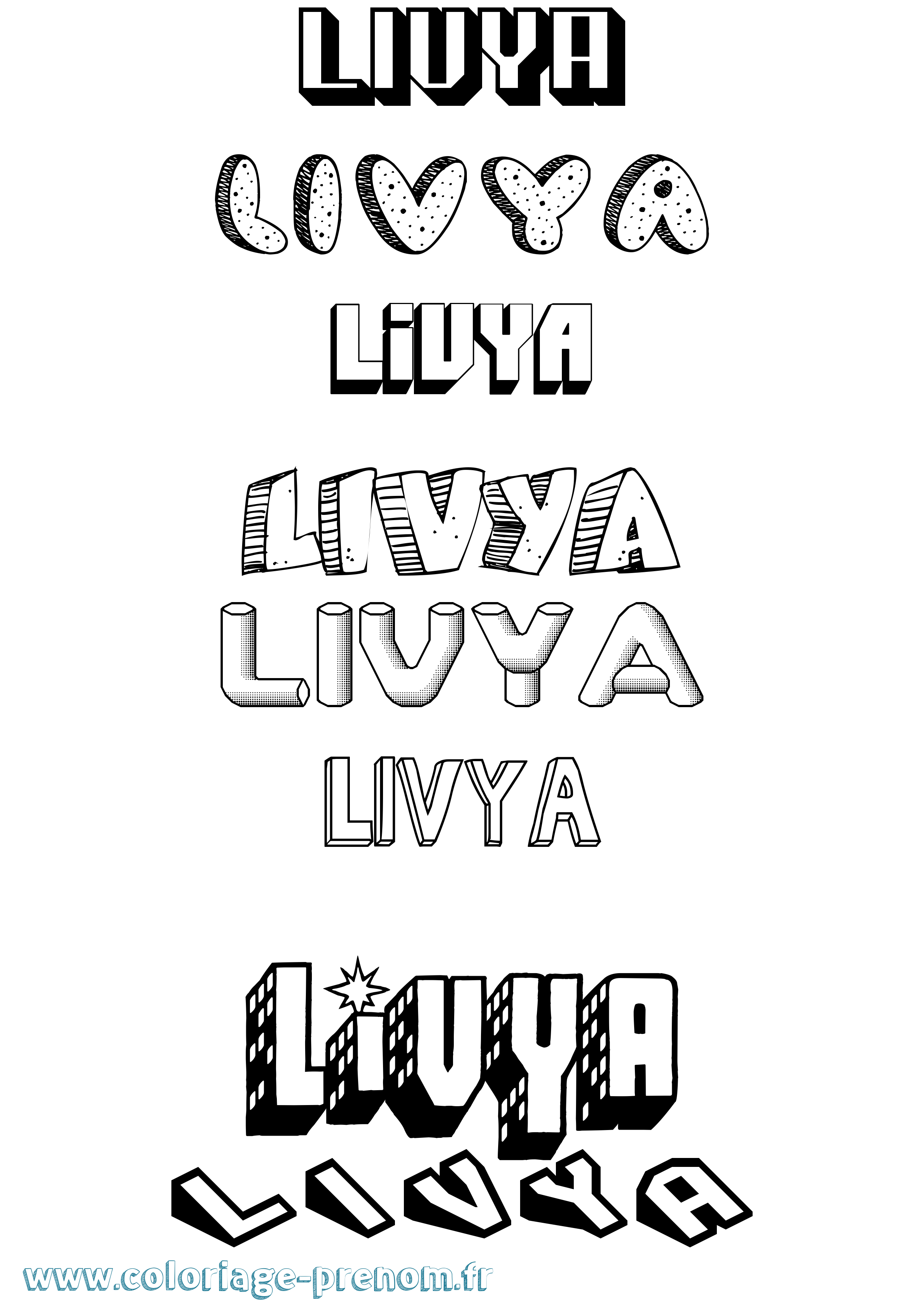 Coloriage Livya Effet 3D Coloriage prénom Livya Effet 3D