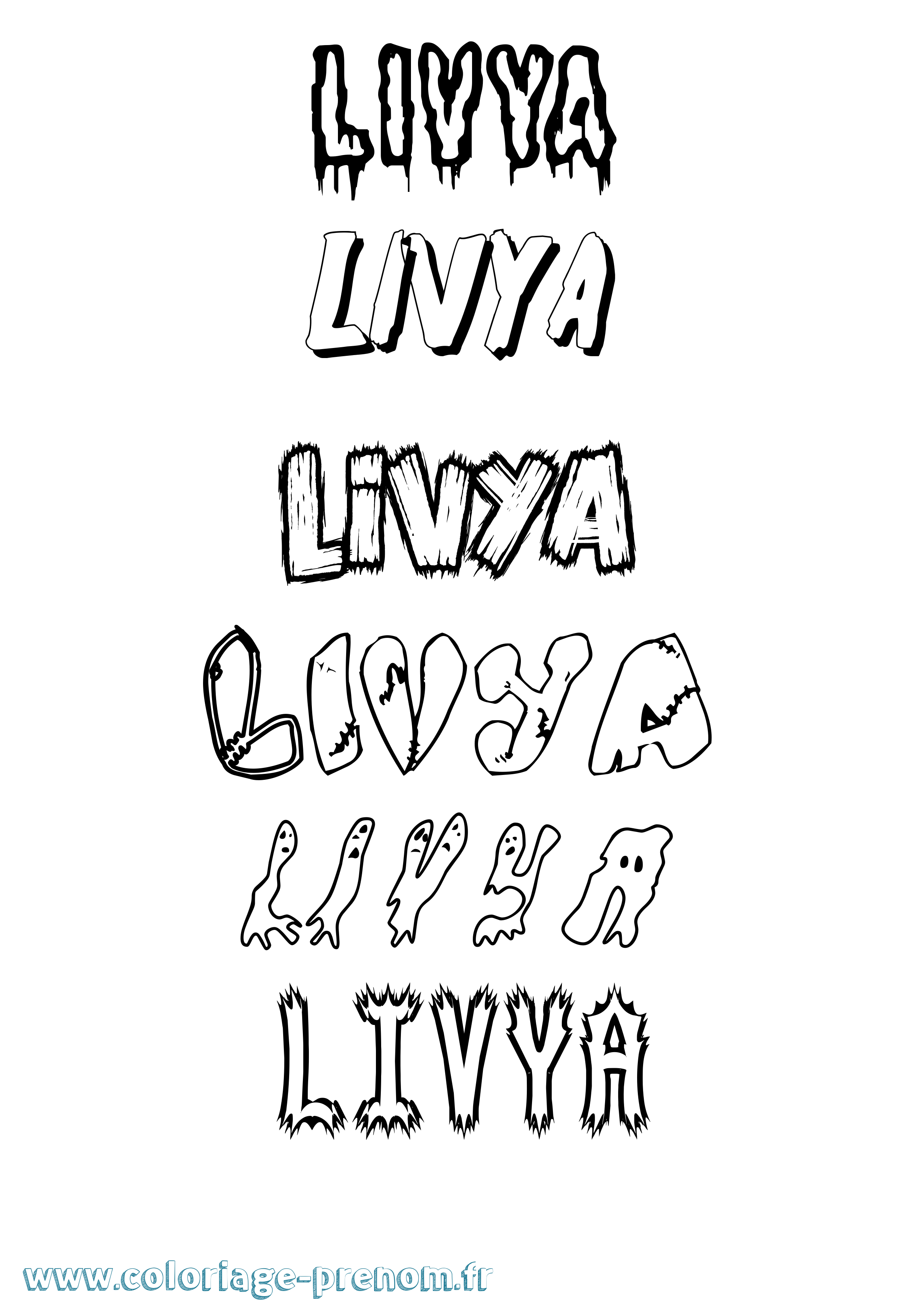 Coloriage Livya Frisson Coloriage prénom Livya Frisson