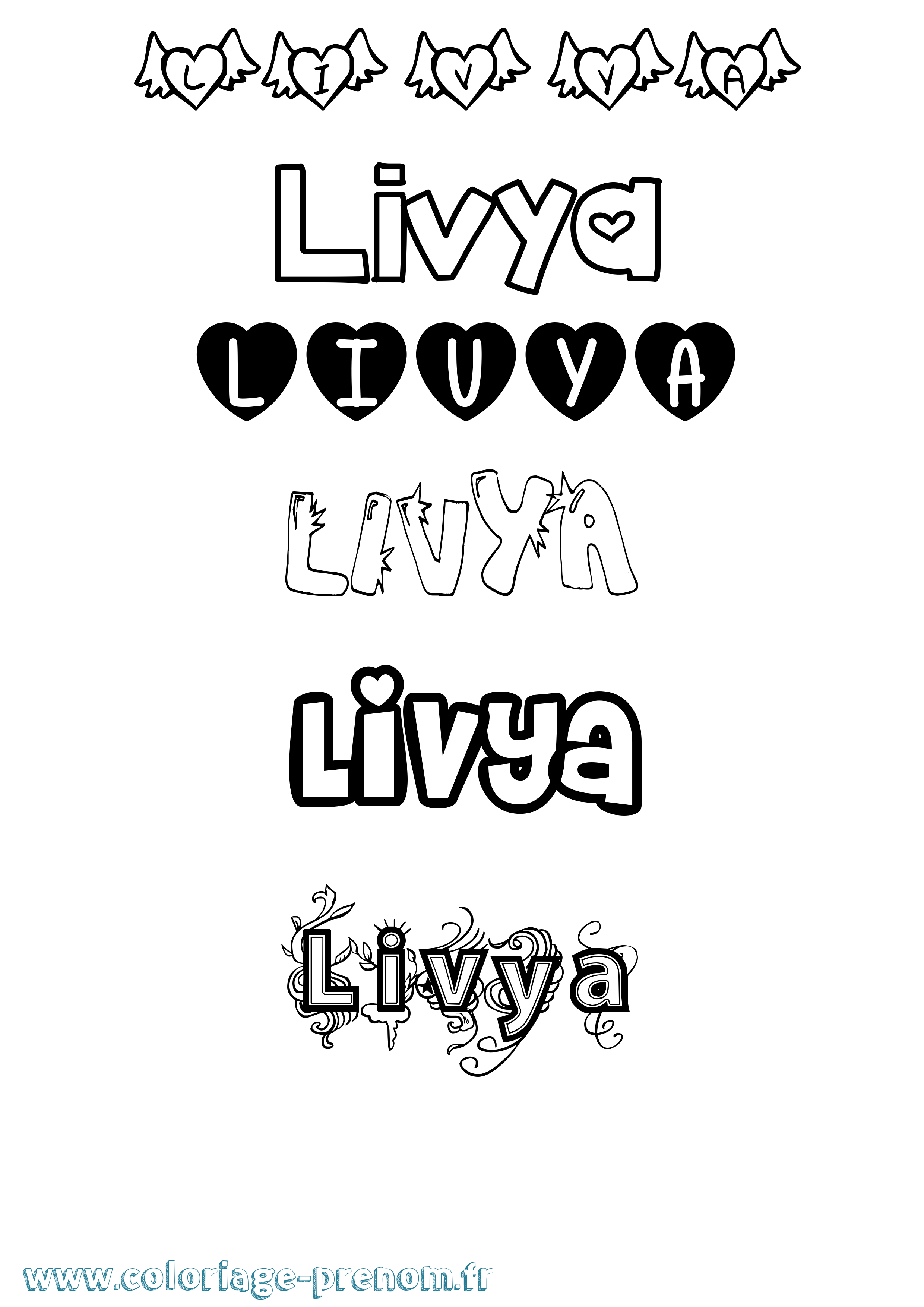Coloriage Livya Girly Coloriage prénom Livya Girly