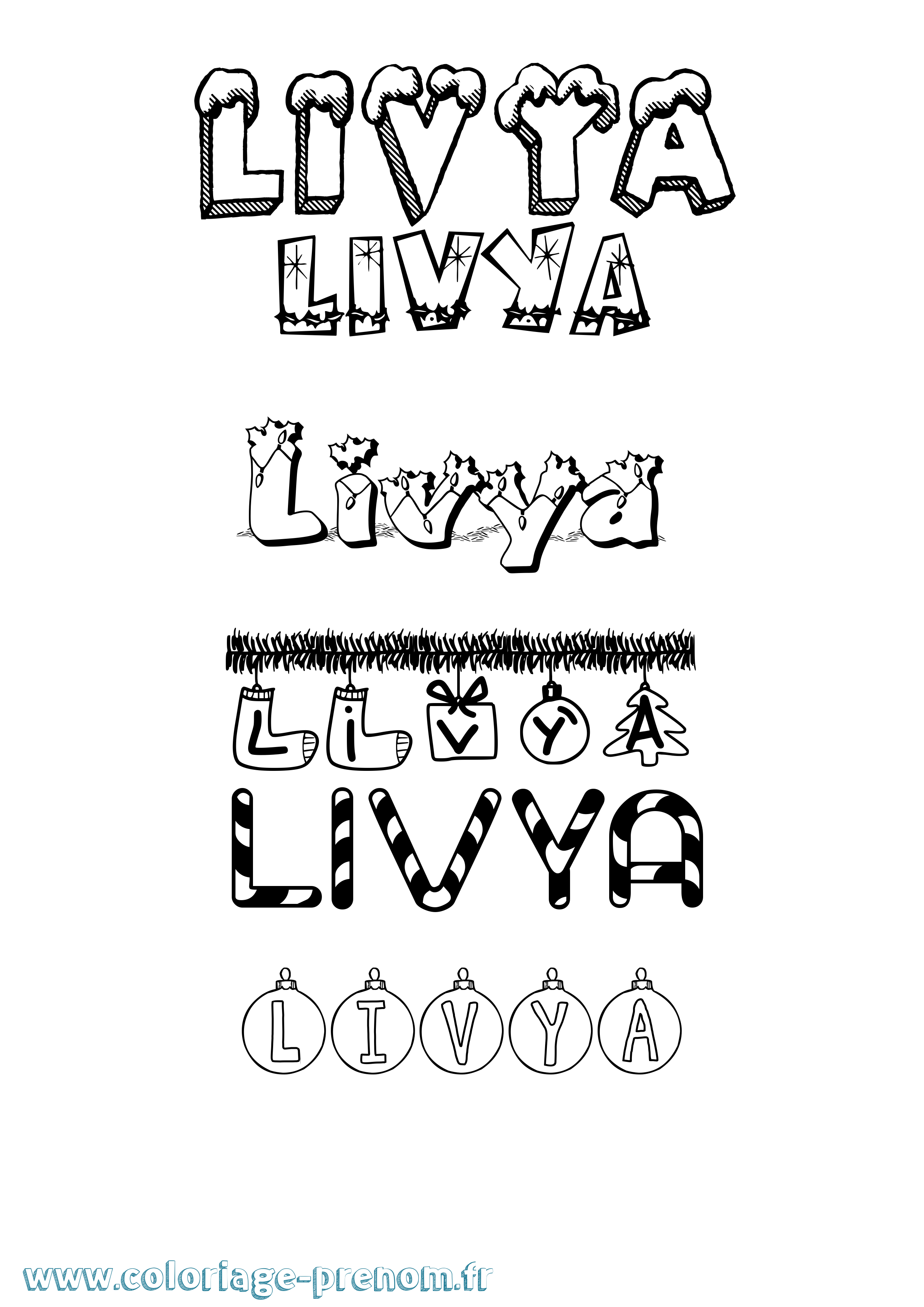 Coloriage Livya Noël Coloriage prénom Livya Noël