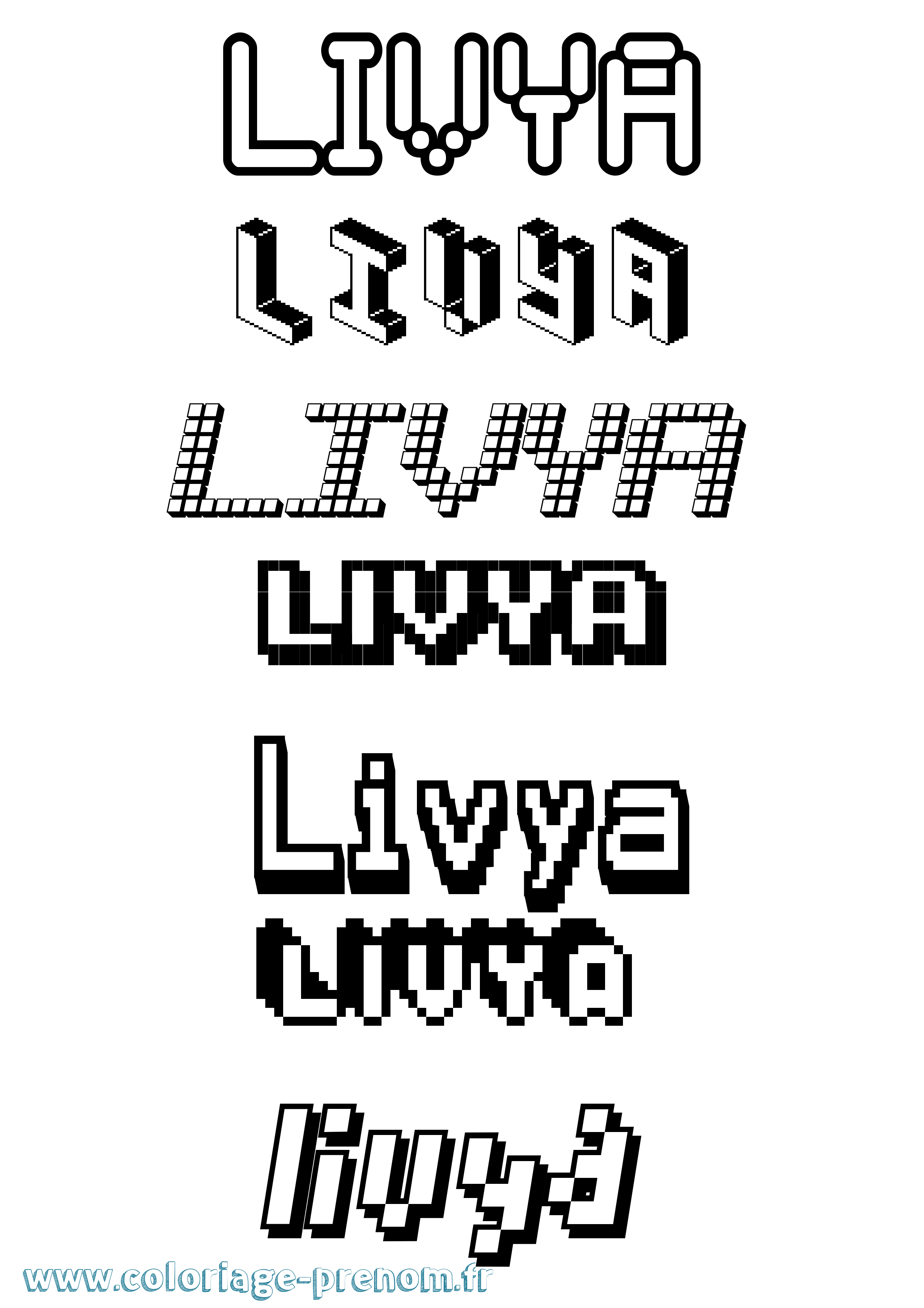 Coloriage Livya Pixel Coloriage prénom Livya Pixel