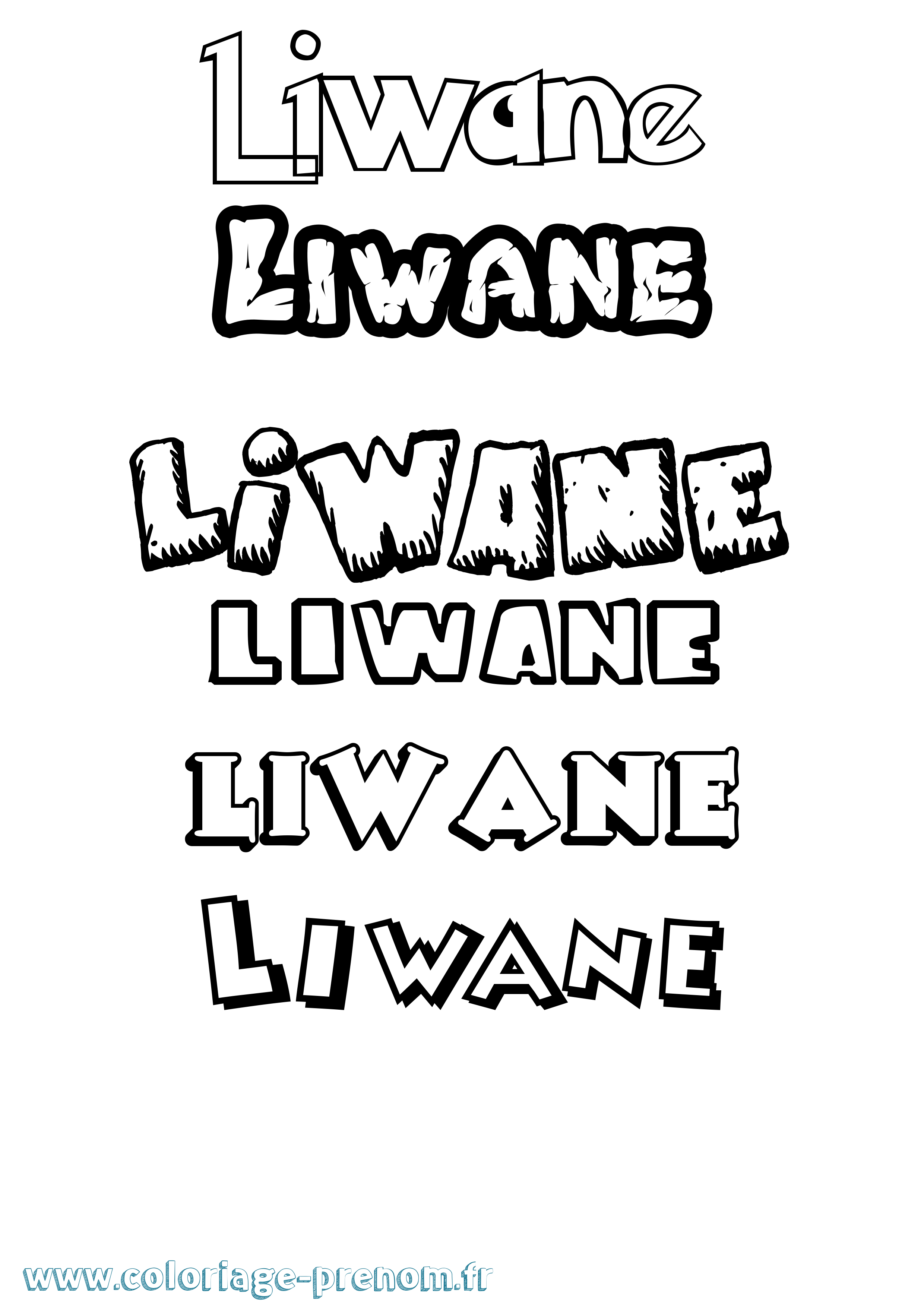 Coloriage Liwane Dessin Animé Coloriage prénom Liwane Dessin Animé