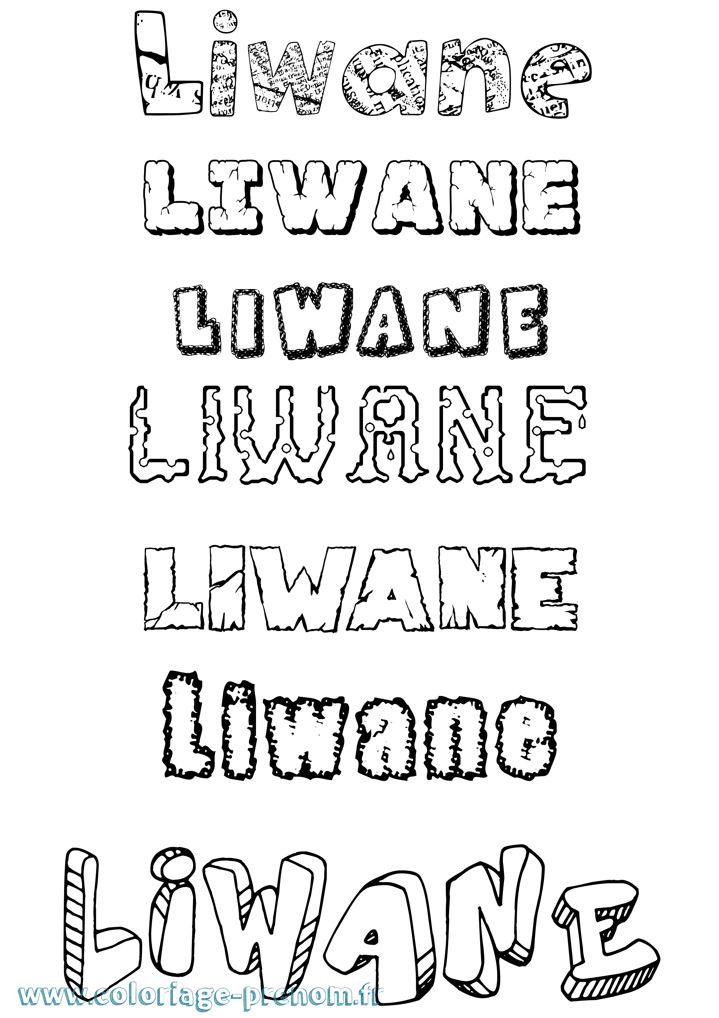 Coloriage Liwane Destructuré Coloriage prénom Liwane Destructuré