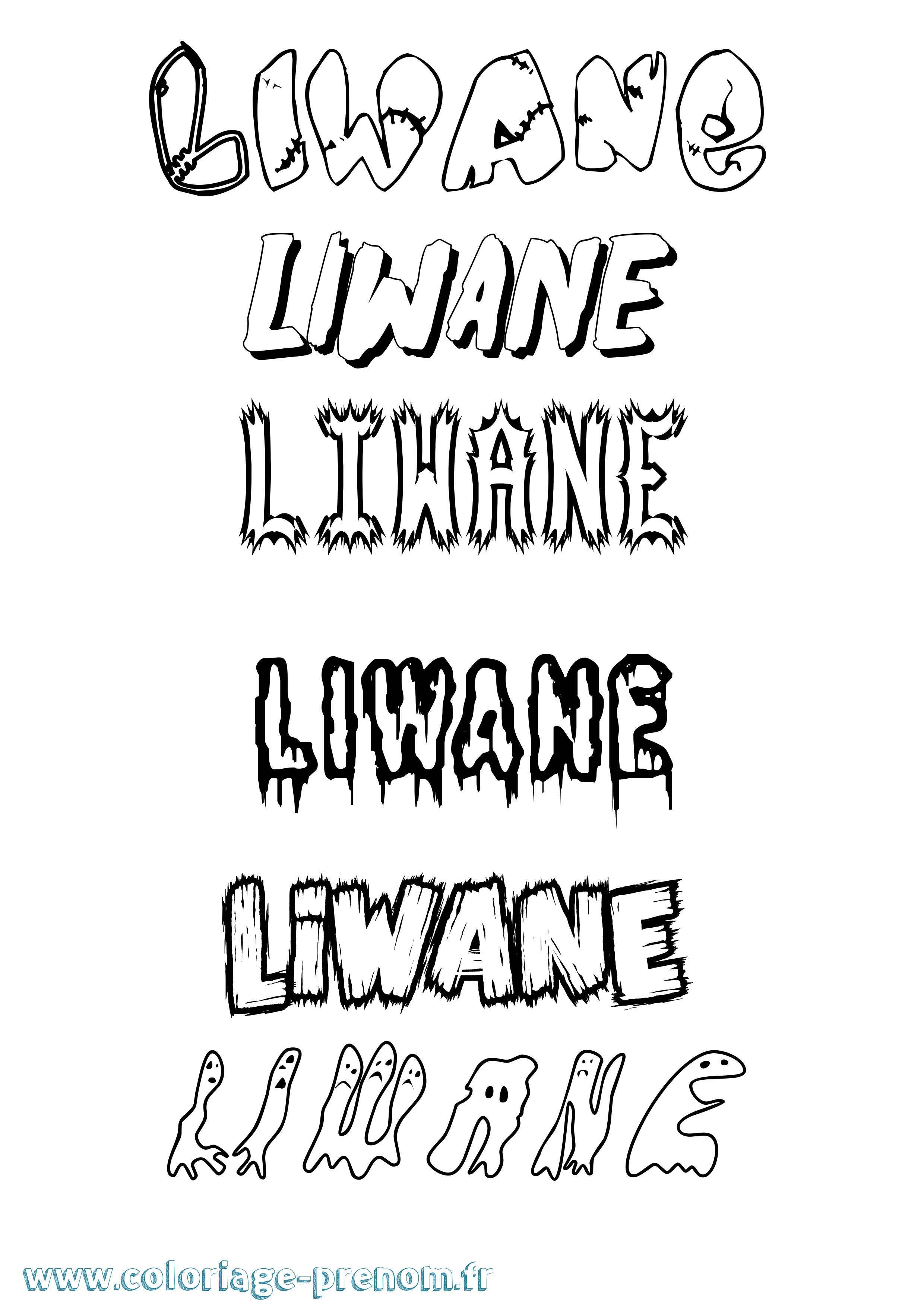 Coloriage Liwane Frisson Coloriage prénom Liwane Frisson