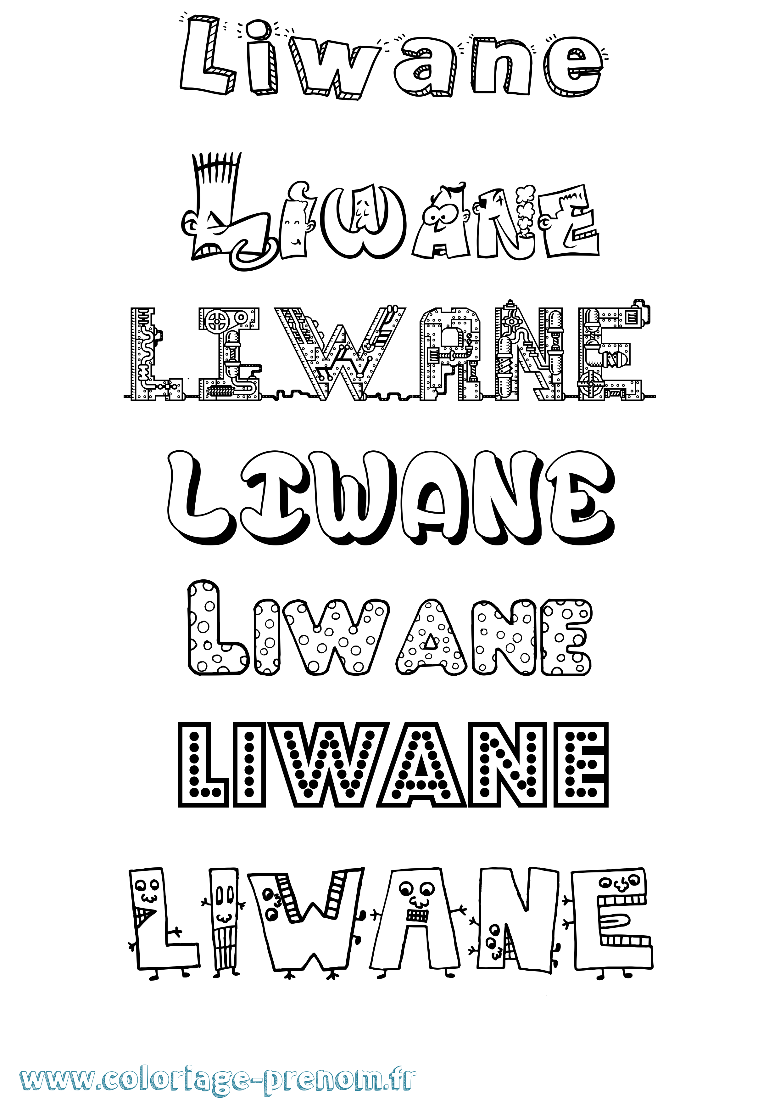 Coloriage Liwane Fun Coloriage prénom Liwane Fun
