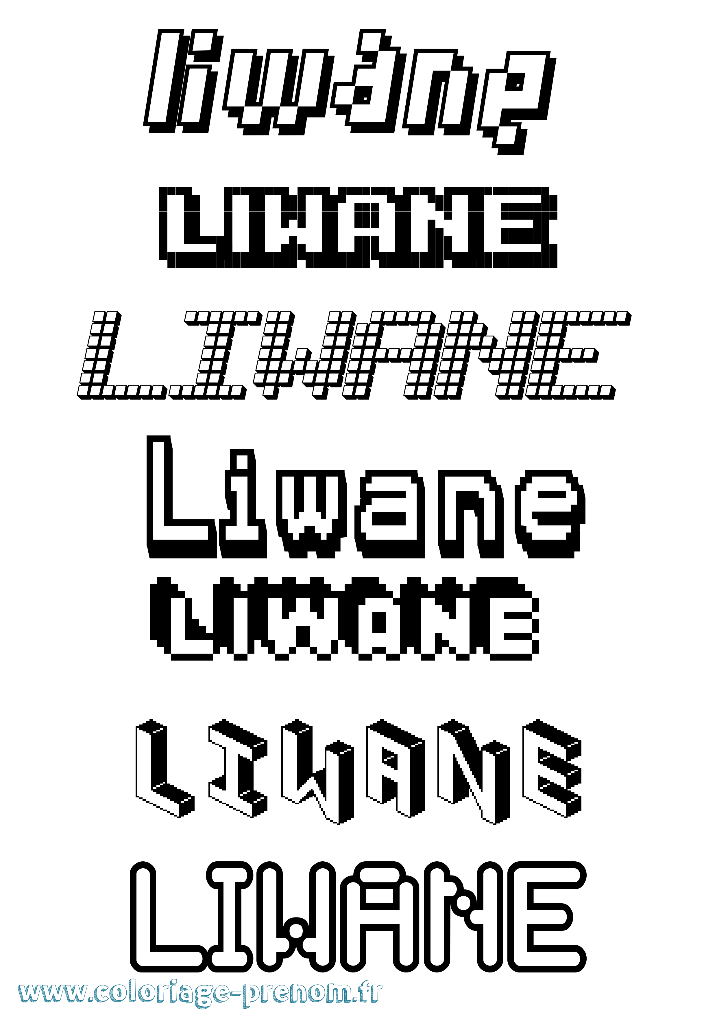 Coloriage Liwane Pixel Coloriage prénom Liwane Pixel