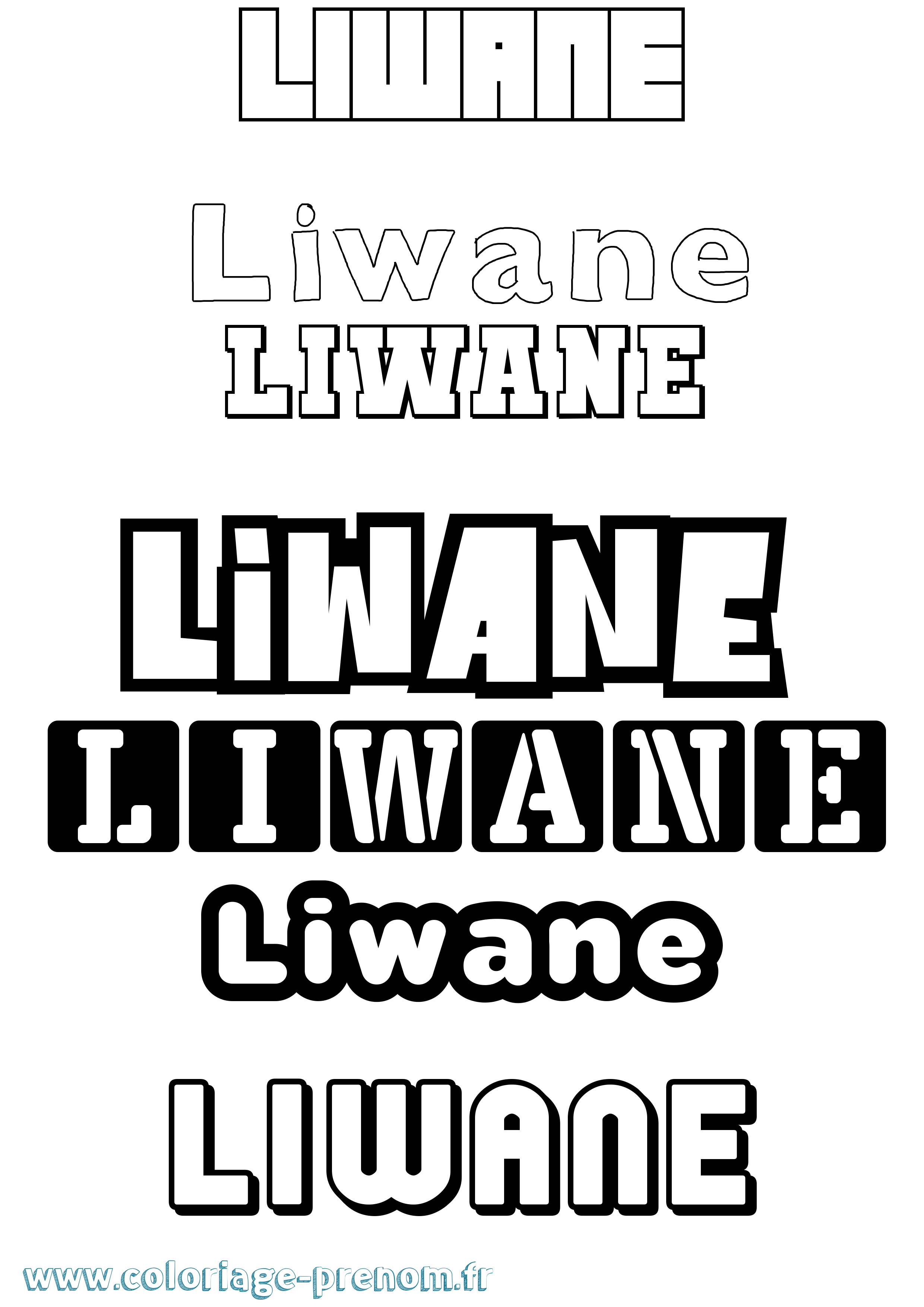 Coloriage Liwane Simple Coloriage prénom Liwane Simple