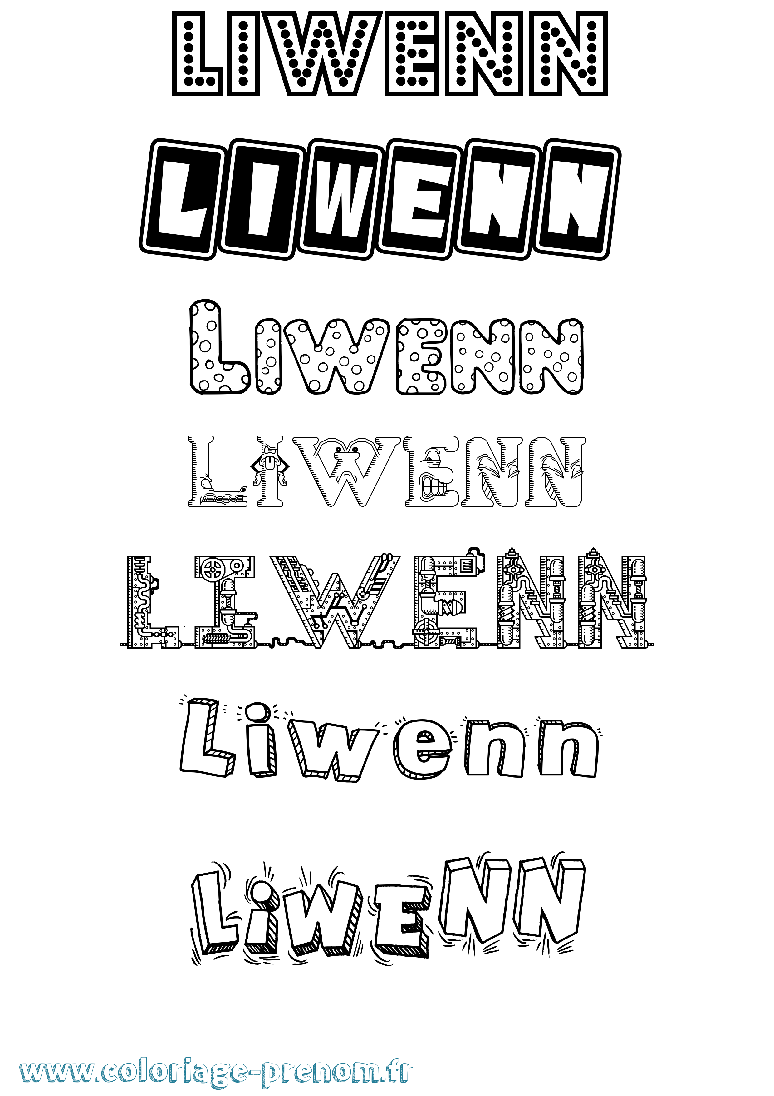 Coloriage Liwenn Fun Coloriage prénom Liwenn Fun