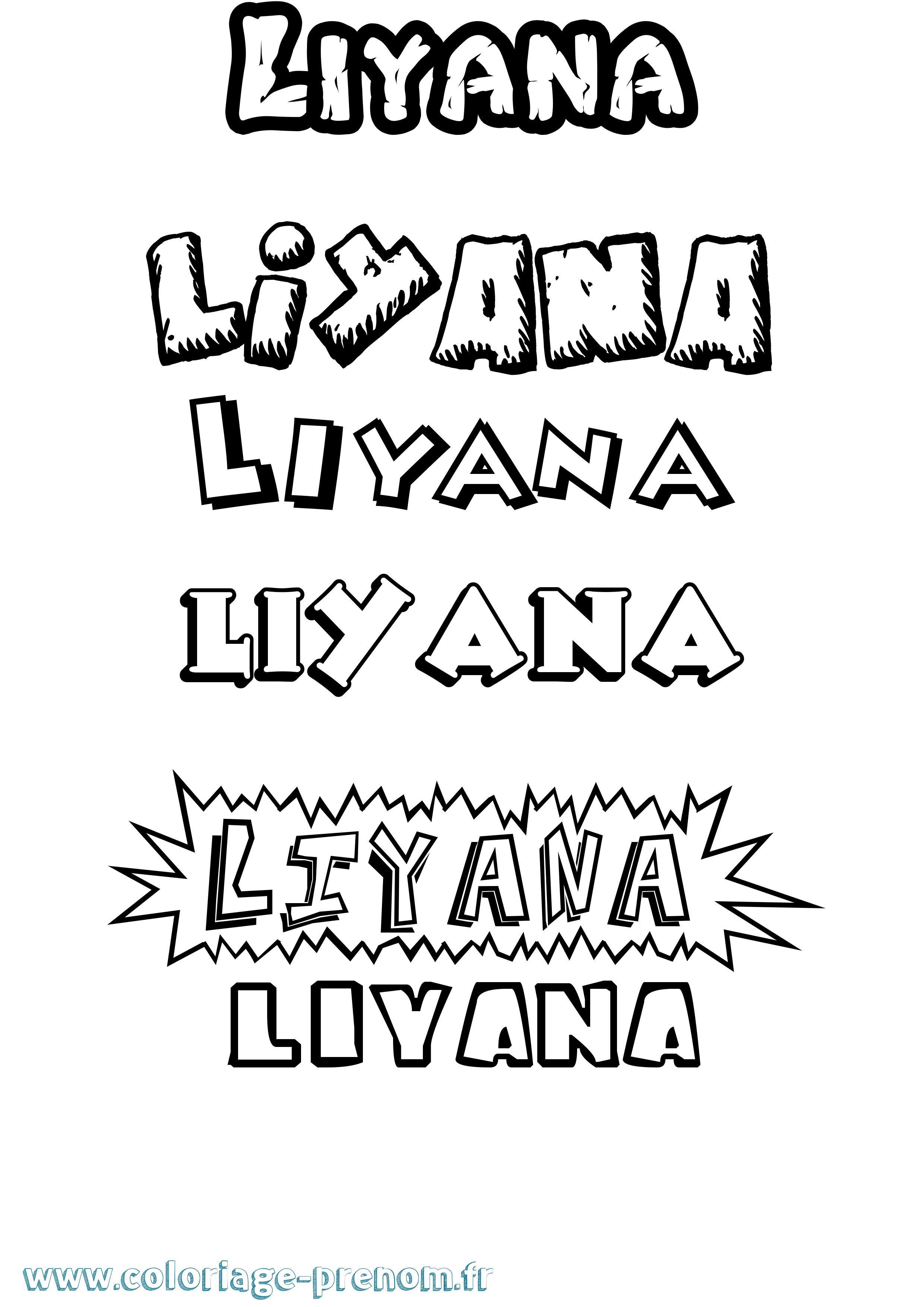 Coloriage Liyana Dessin Animé Coloriage prénom Liyana Dessin Animé