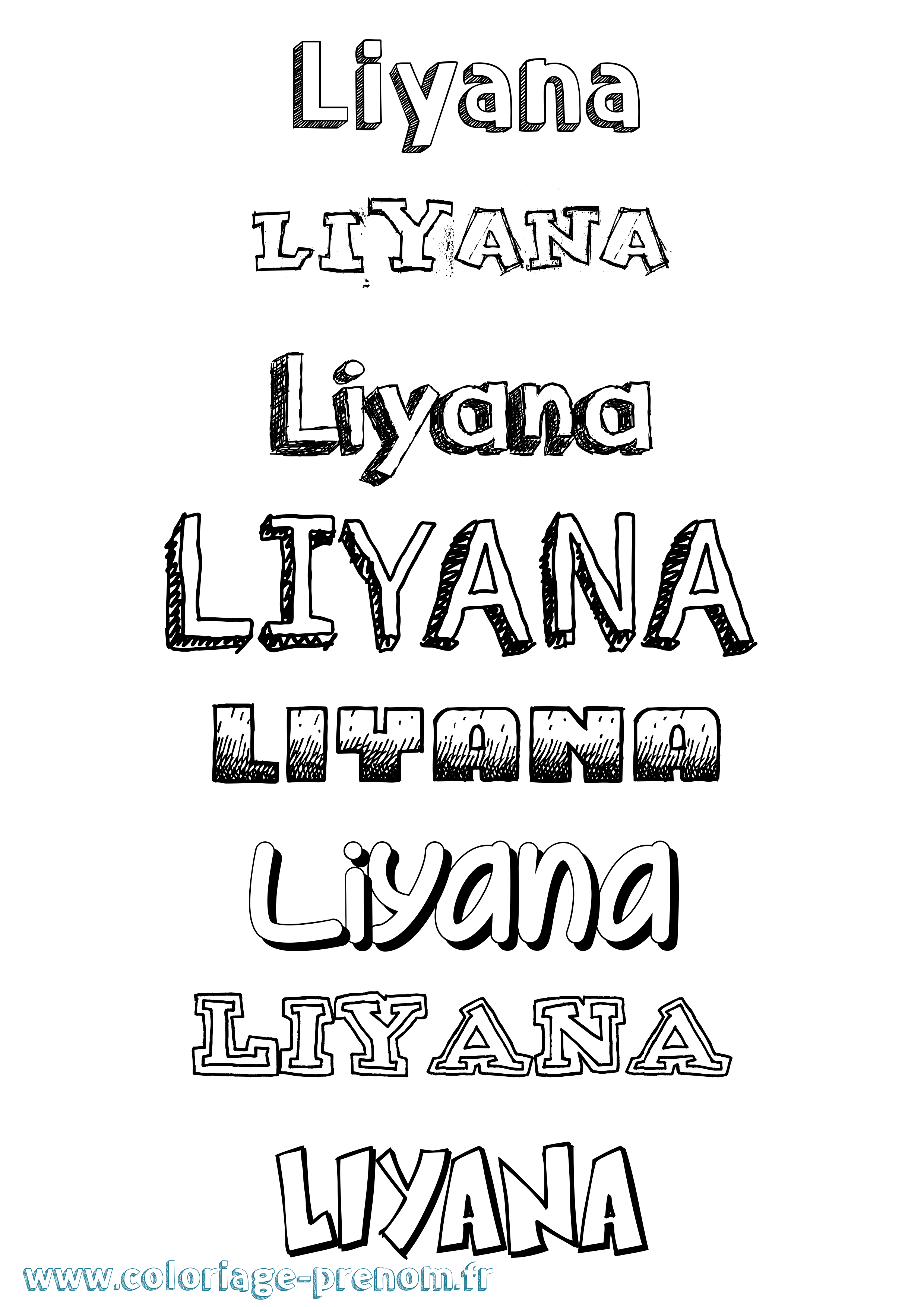 Coloriage Liyana Dessiné Coloriage prénom Liyana Dessiné