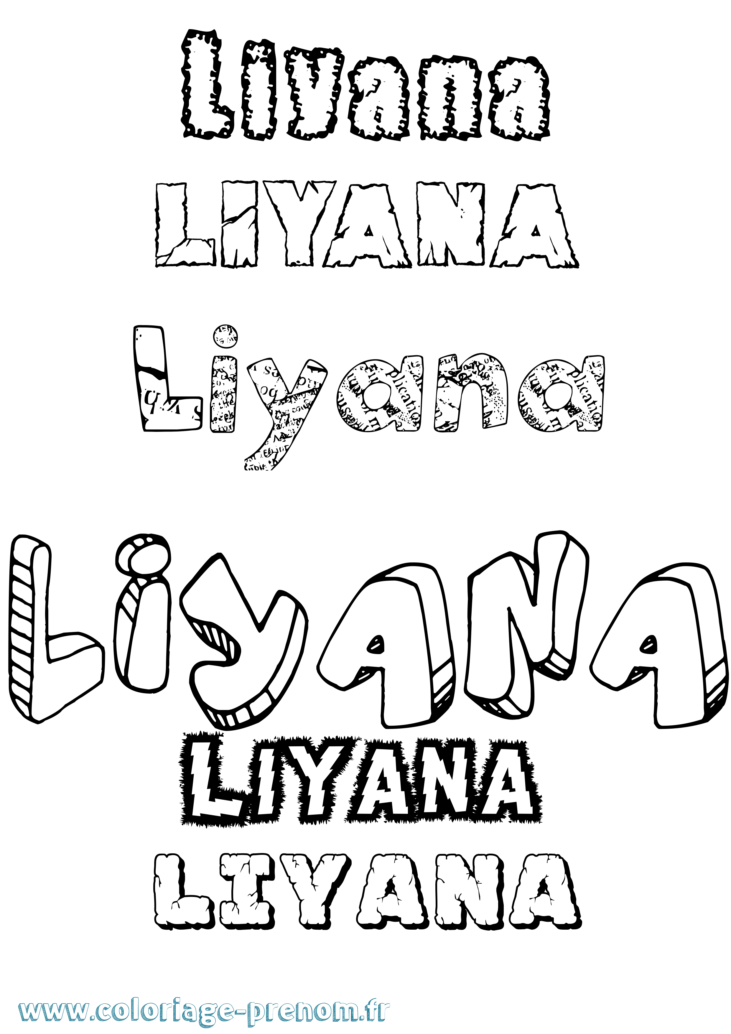 Coloriage Liyana Destructuré Coloriage prénom Liyana Destructuré