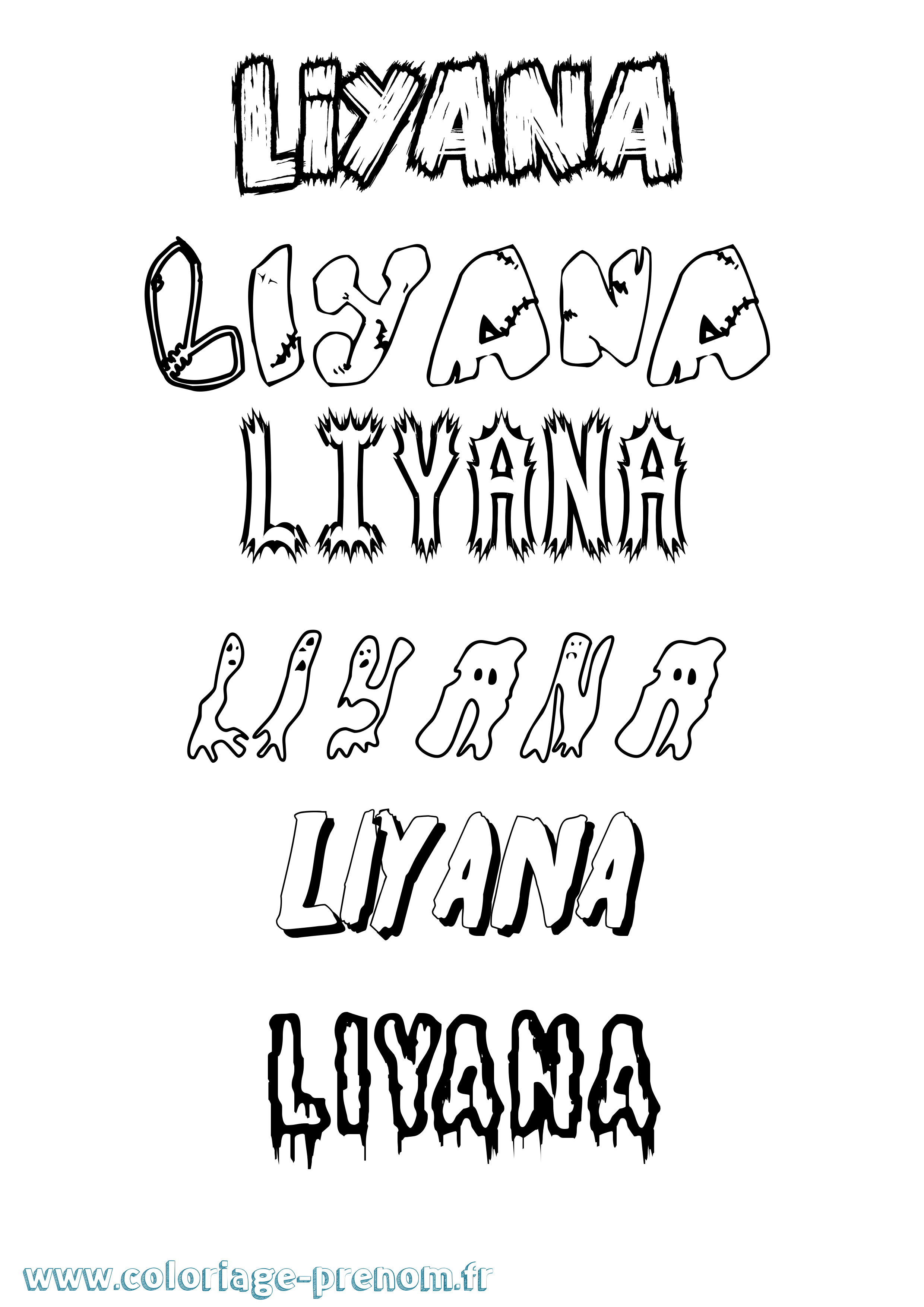 Coloriage Liyana Frisson Coloriage prénom Liyana Frisson