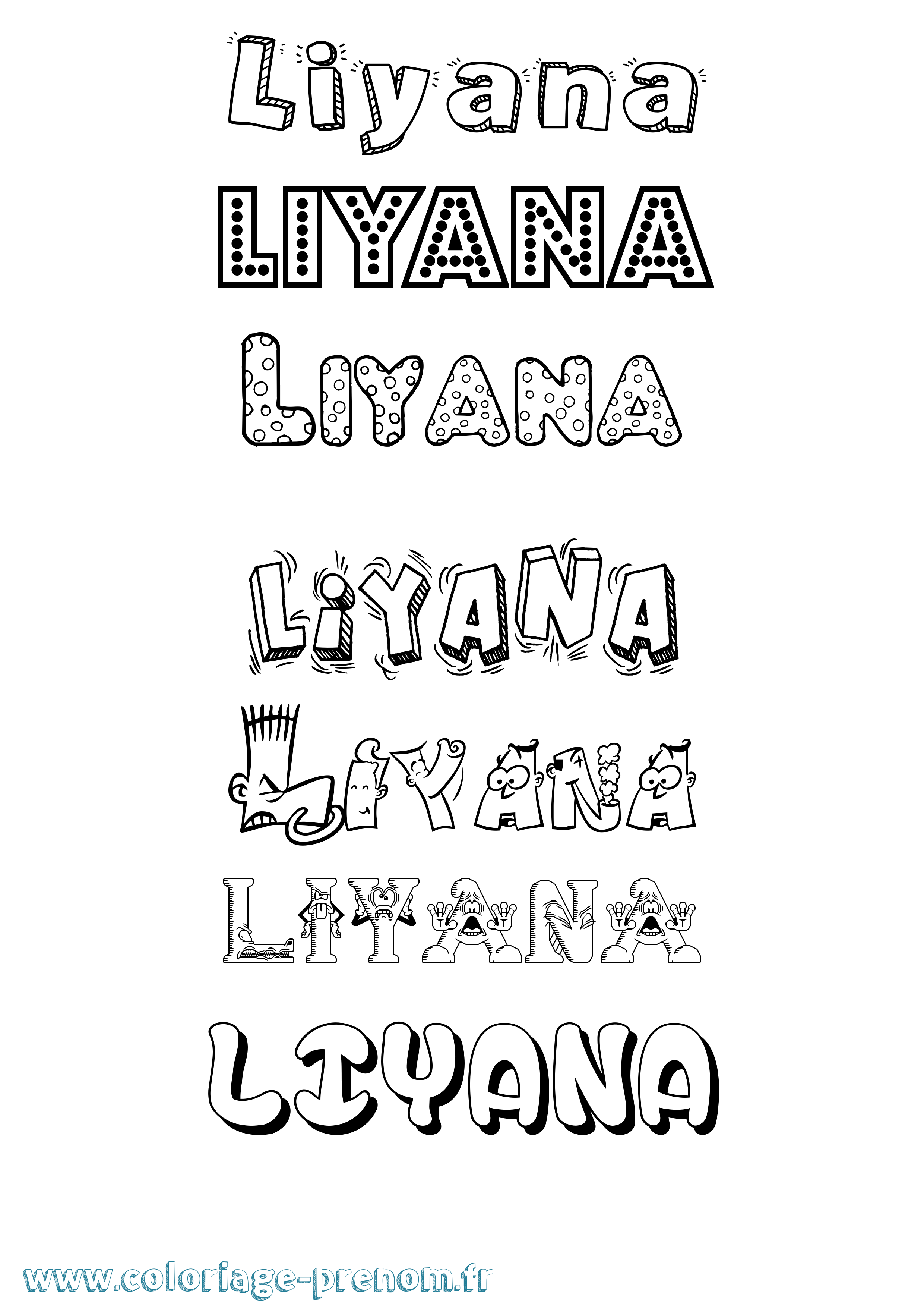 Coloriage Liyana Fun Coloriage prénom Liyana Fun