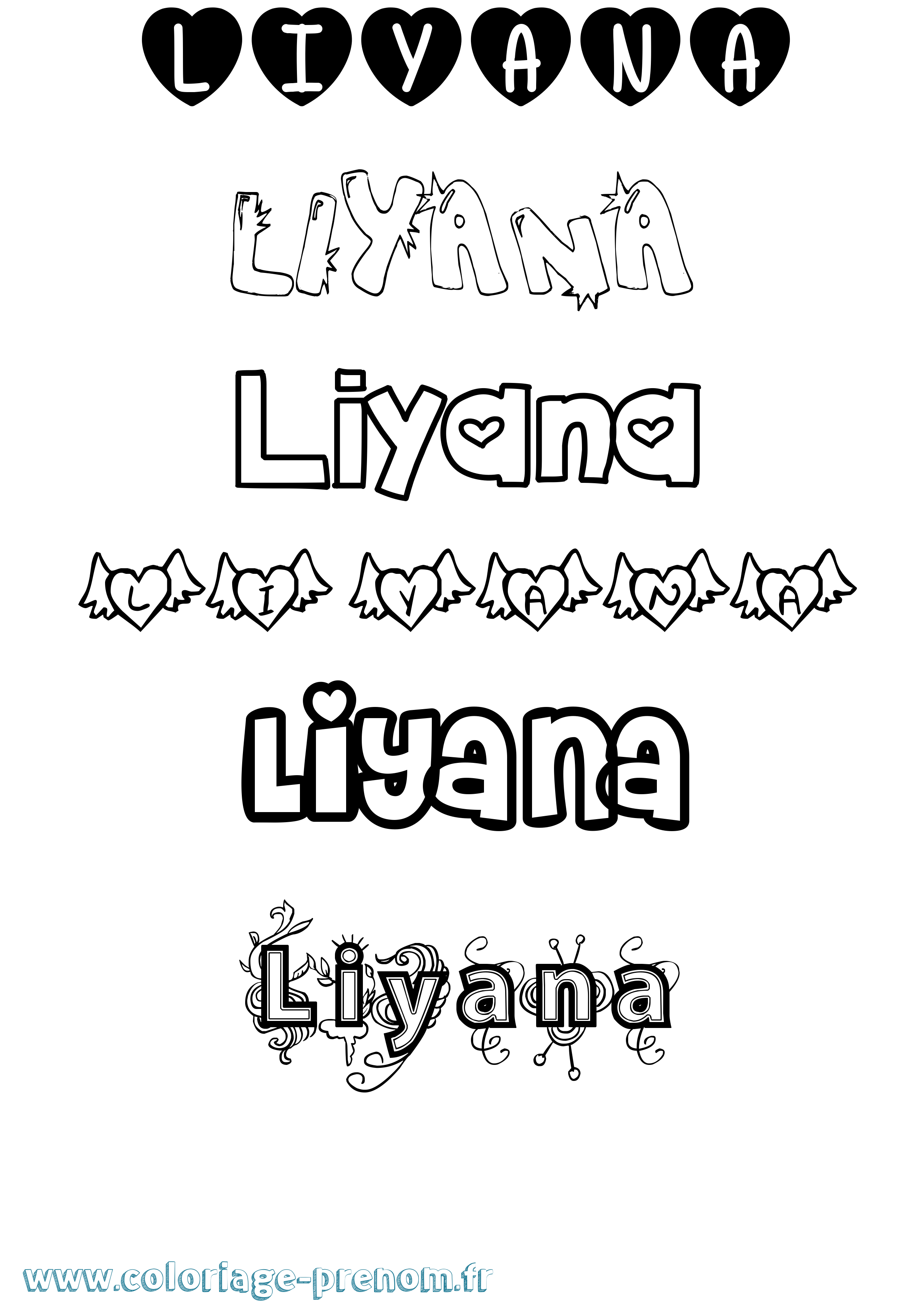 Coloriage Liyana Girly Coloriage prénom Liyana Girly