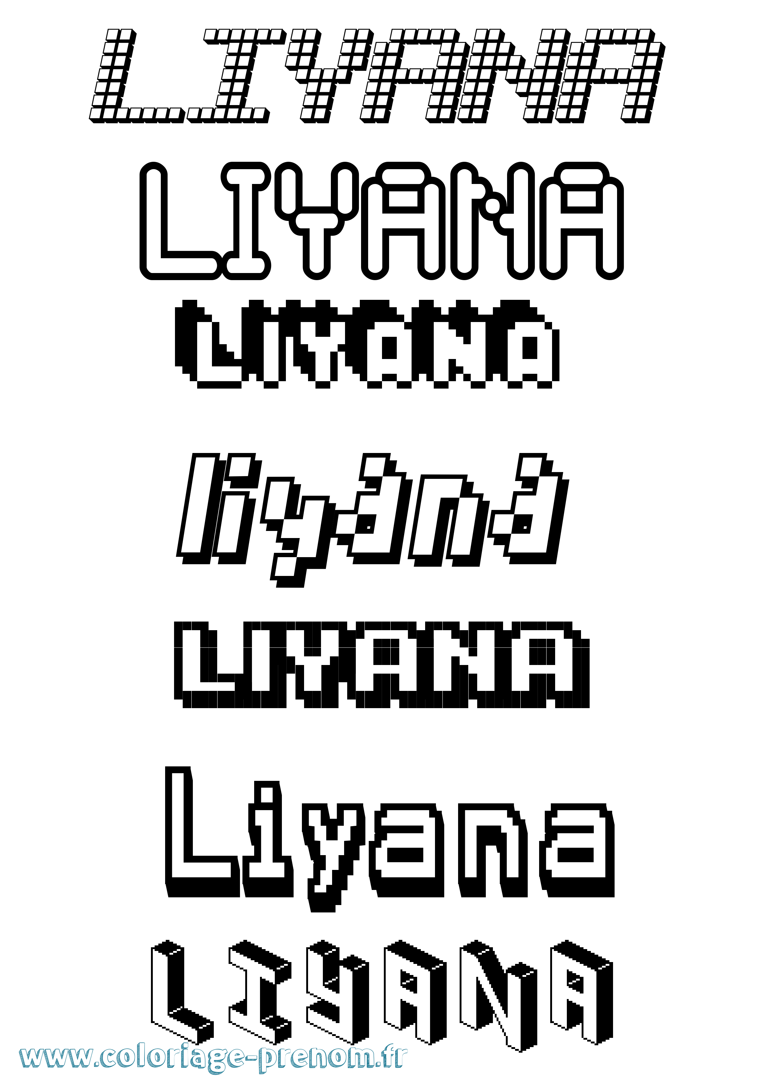 Coloriage Liyana Pixel Coloriage prénom Liyana Pixel