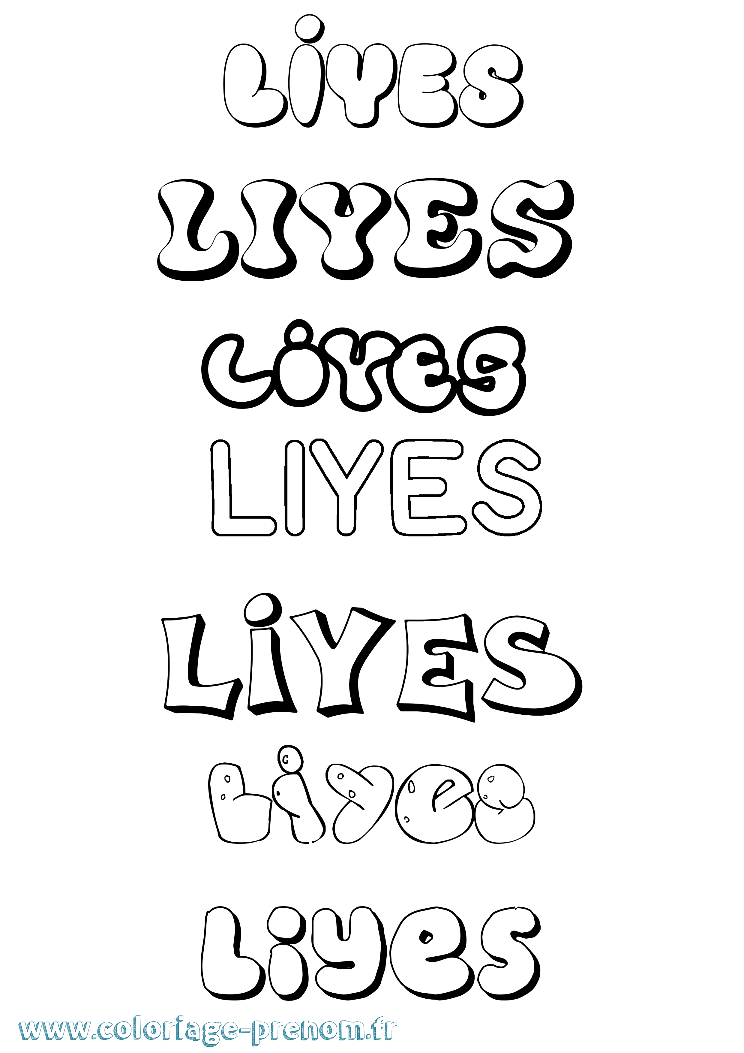 Coloriage Liyes Bubble Coloriage prénom Liyes Bubble