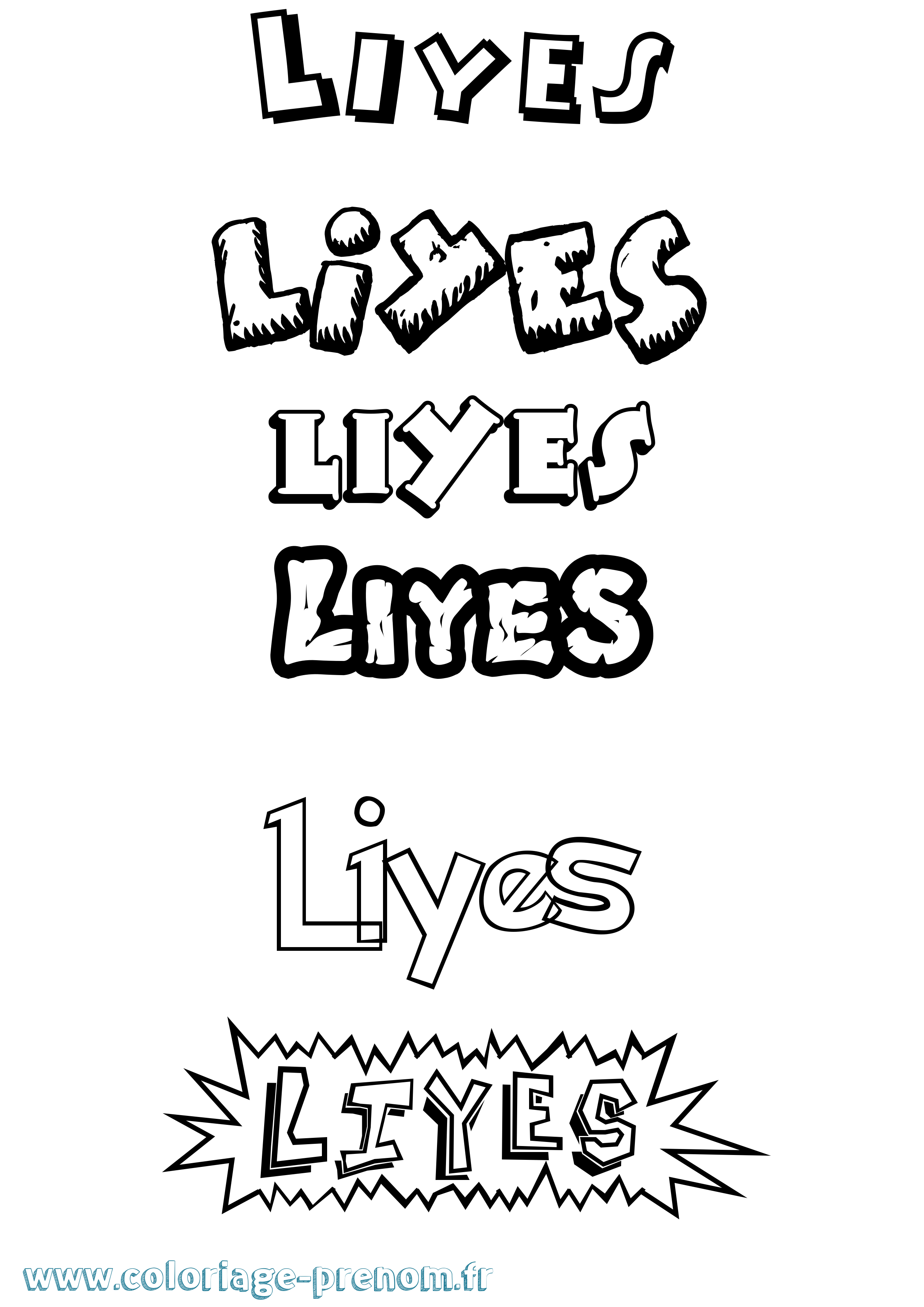 Coloriage Liyes Dessin Animé Coloriage prénom Liyes Dessin Animé