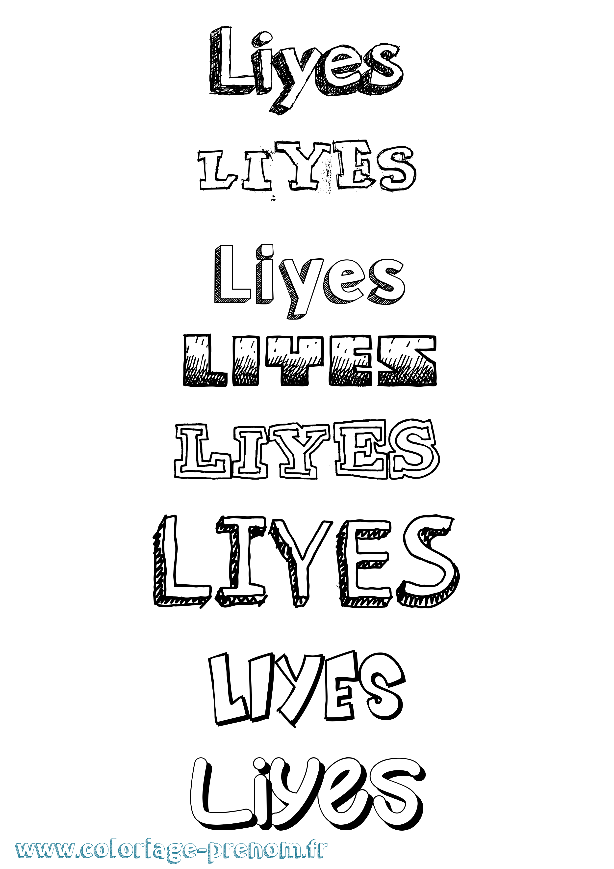 Coloriage Liyes Dessiné Coloriage prénom Liyes Dessiné
