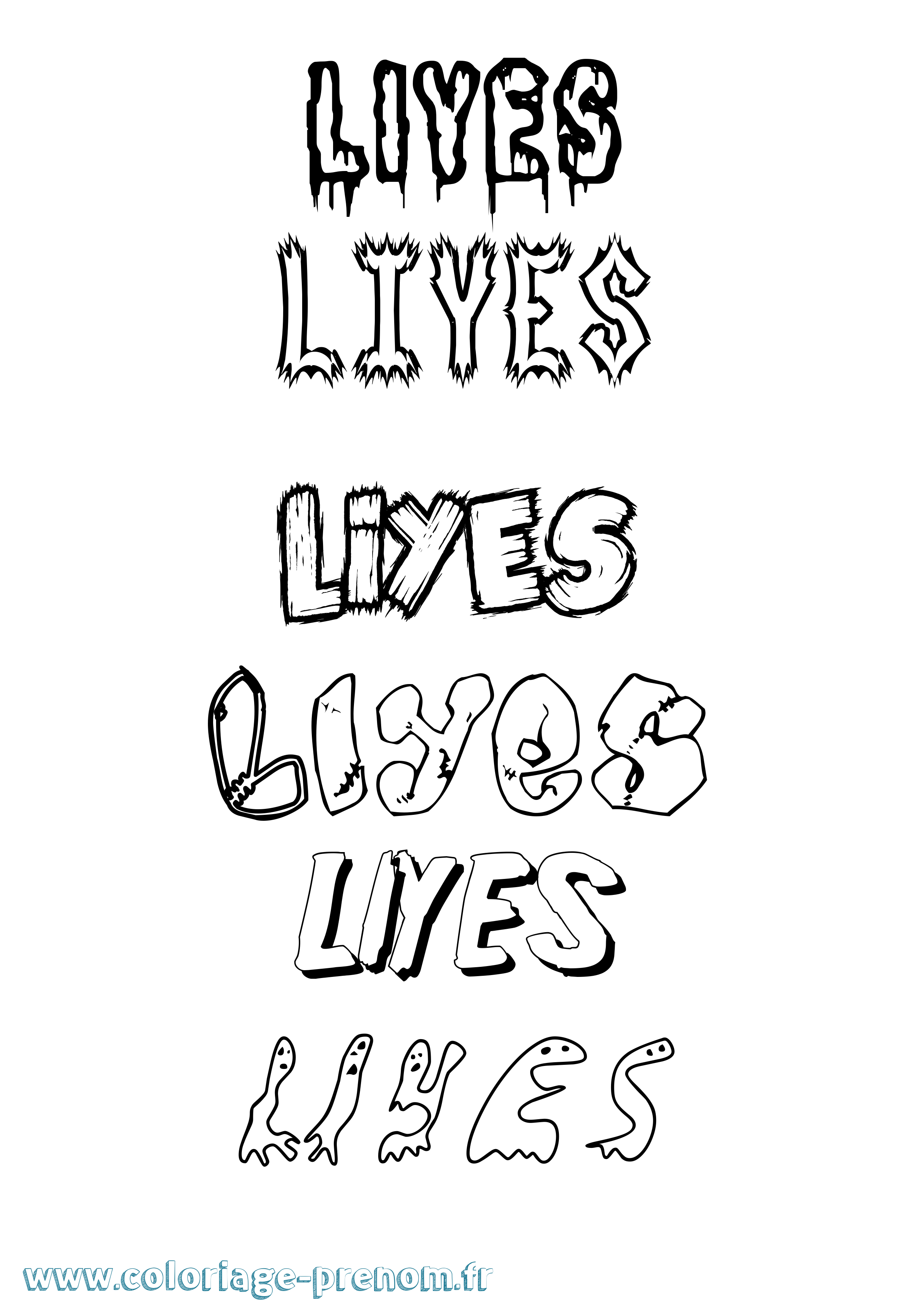 Coloriage Liyes Frisson Coloriage prénom Liyes Frisson