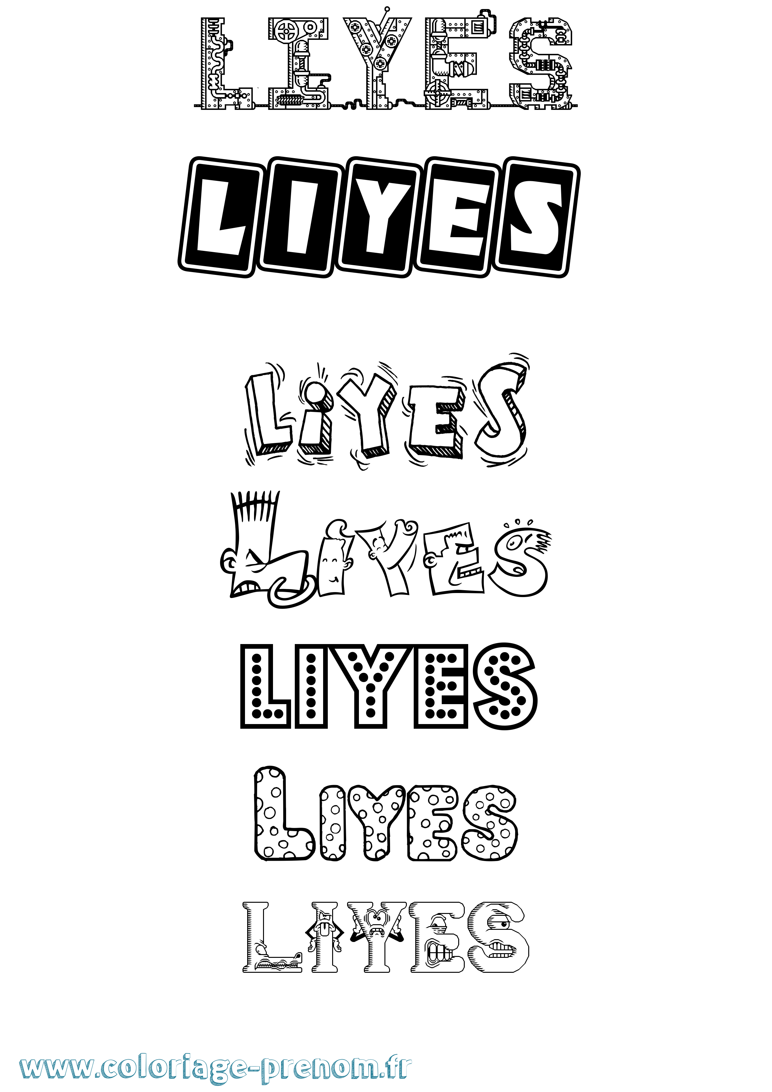Coloriage Liyes Fun Coloriage prénom Liyes Fun