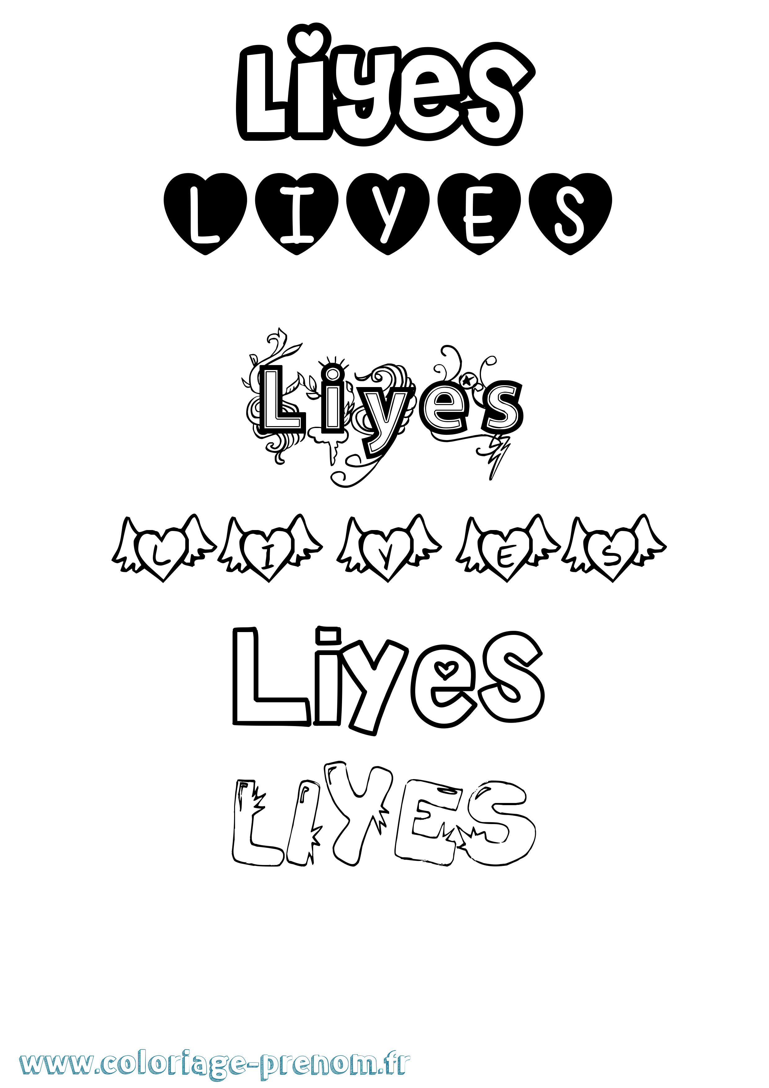 Coloriage Liyes Girly Coloriage prénom Liyes Girly