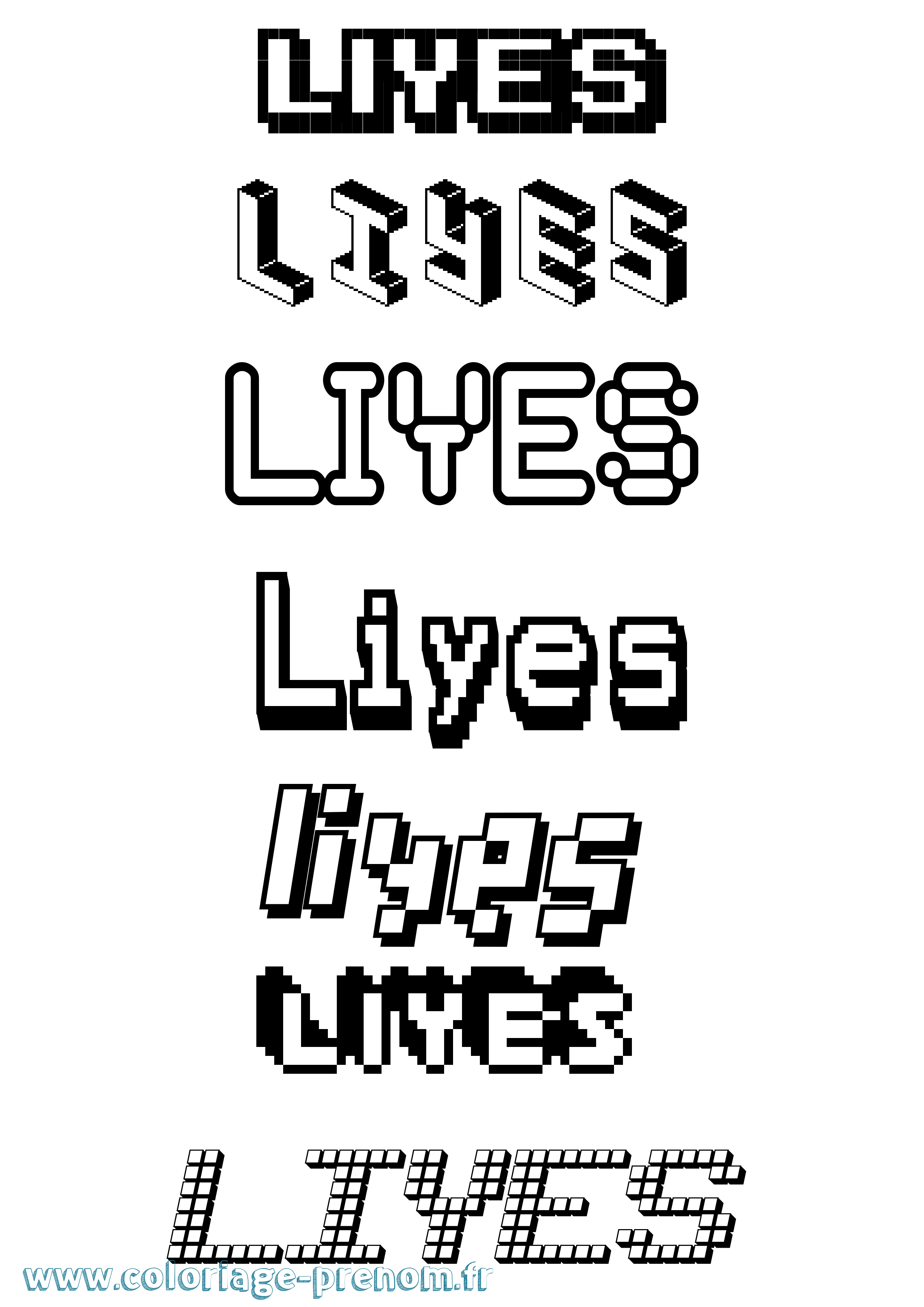 Coloriage Liyes Pixel Coloriage prénom Liyes Pixel