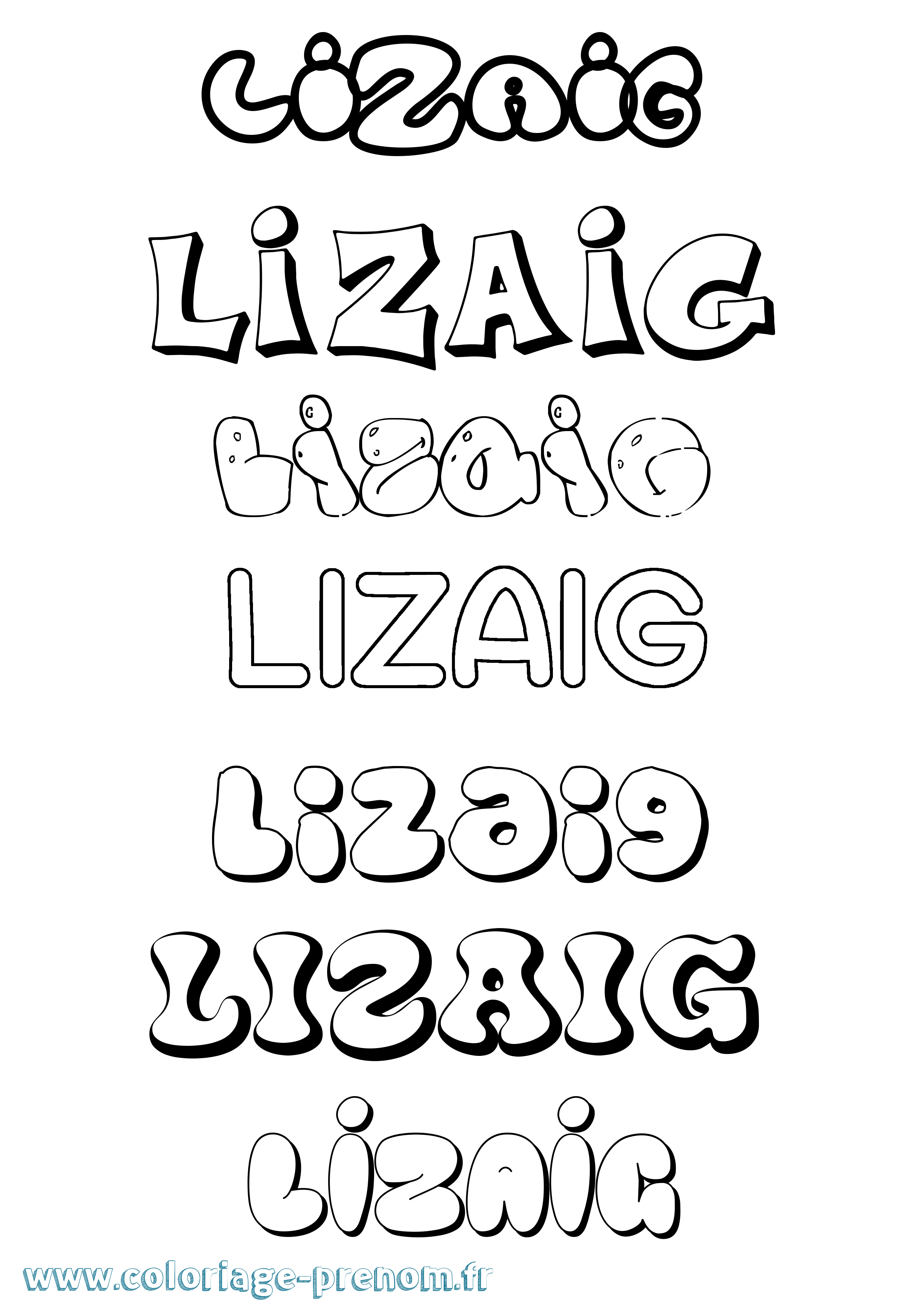 Coloriage Lizaig Bubble Coloriage prénom Lizaig Bubble