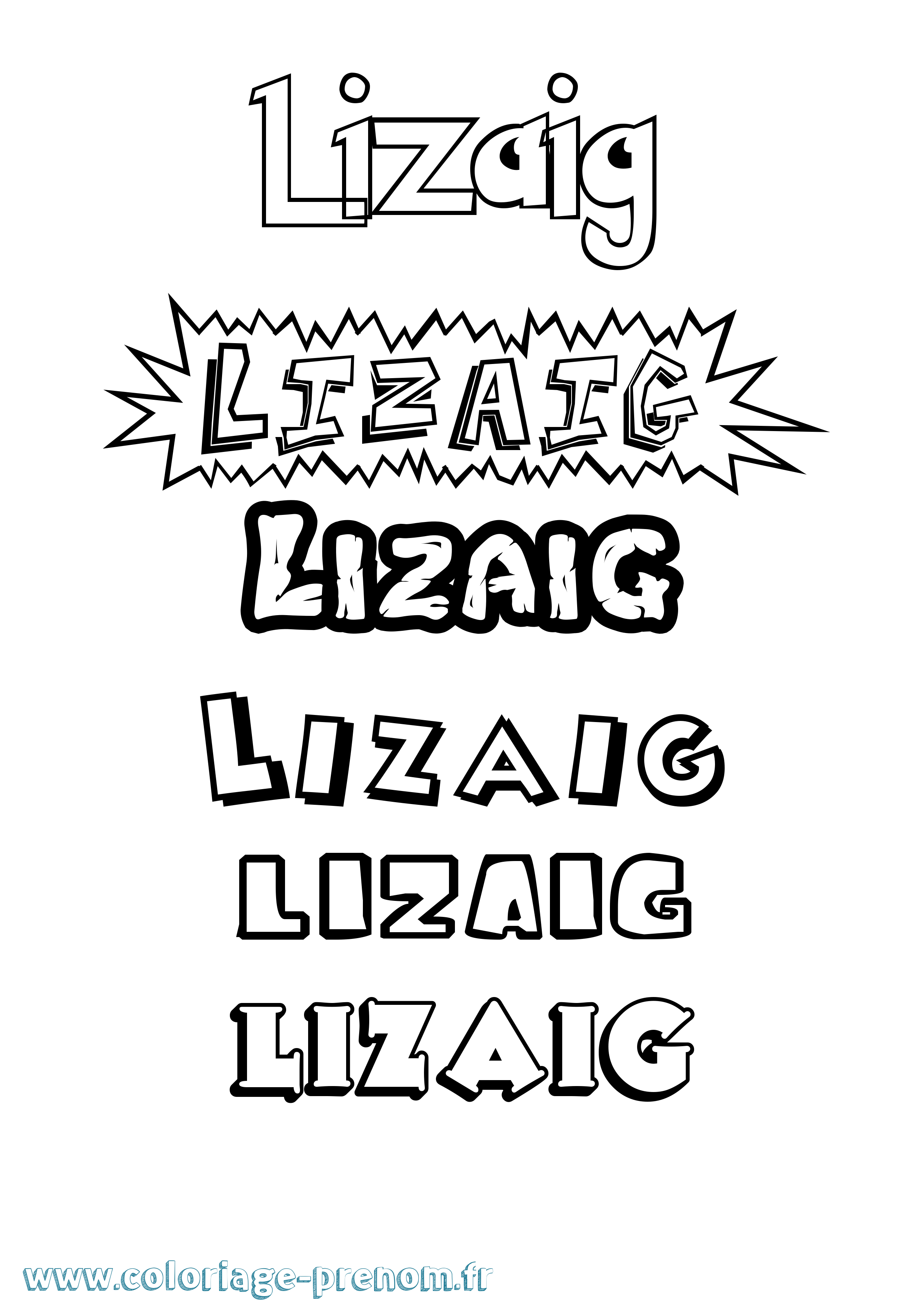 Coloriage Lizaig Dessin Animé Coloriage prénom Lizaig Dessin Animé