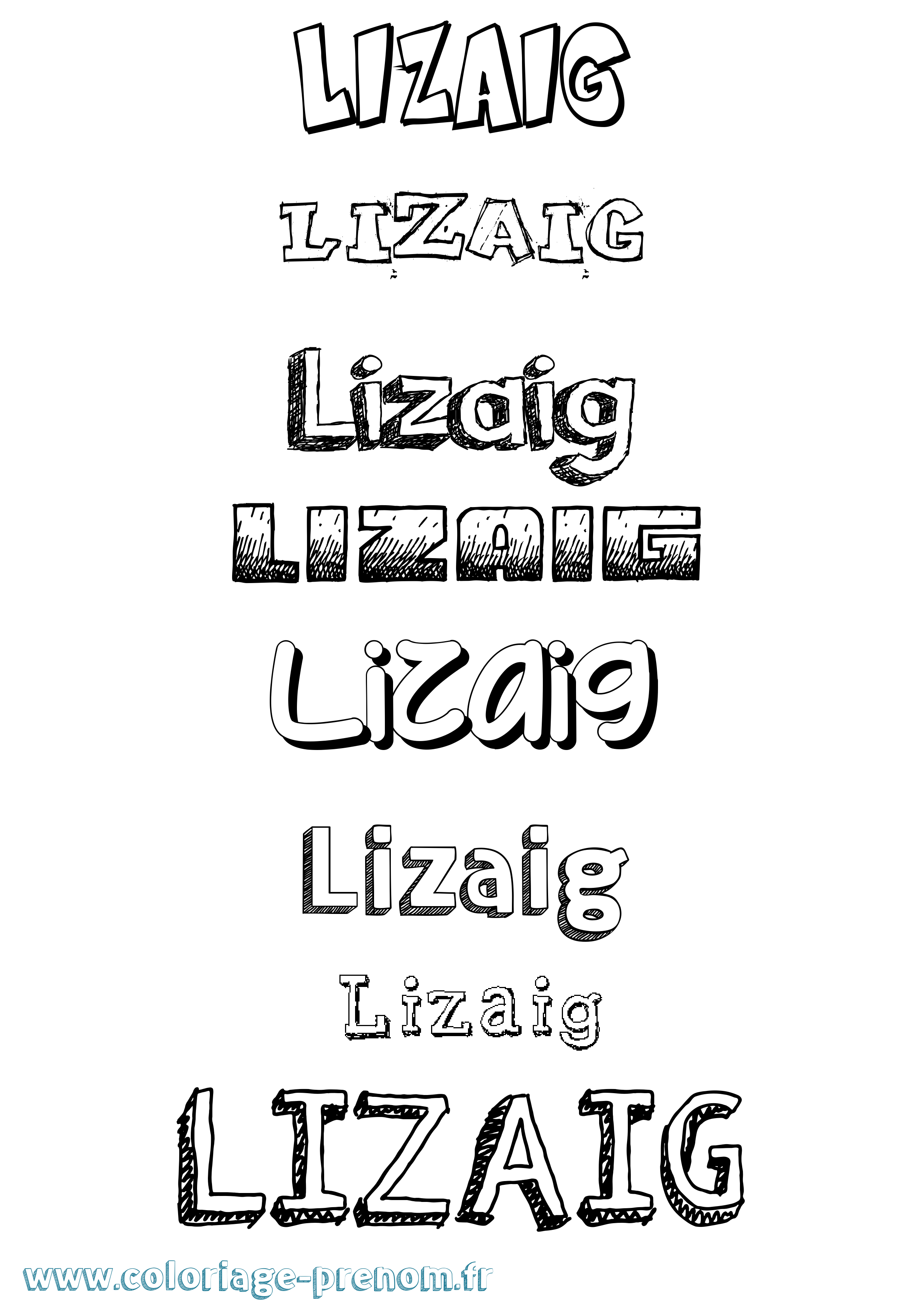 Coloriage Lizaig Dessiné Coloriage prénom Lizaig Dessiné