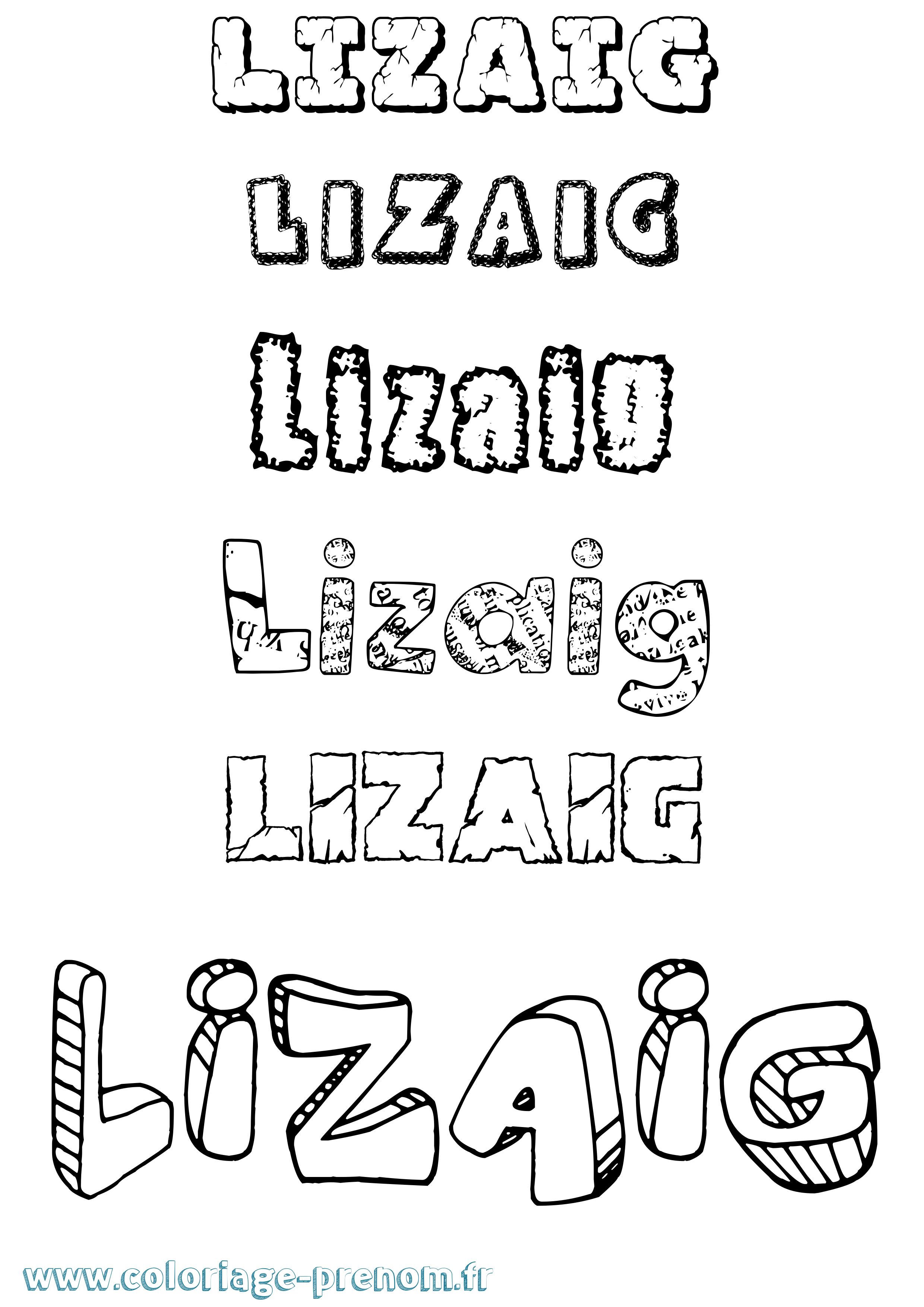 Coloriage Lizaig Destructuré Coloriage prénom Lizaig Destructuré