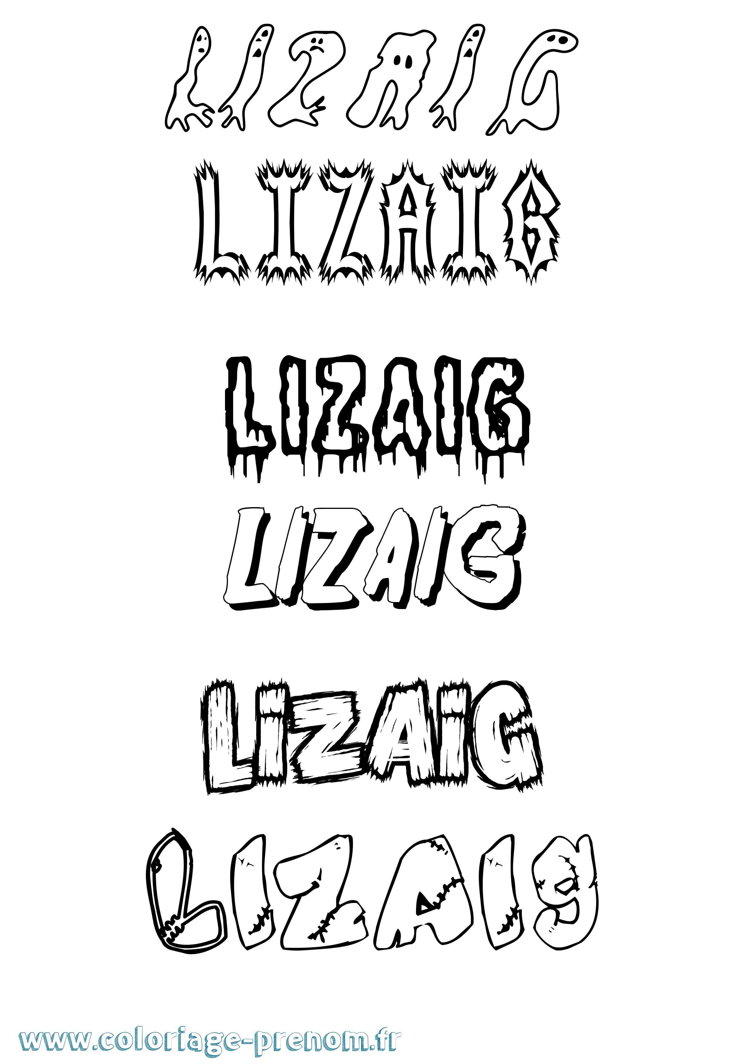 Coloriage Lizaig Frisson Coloriage prénom Lizaig Frisson