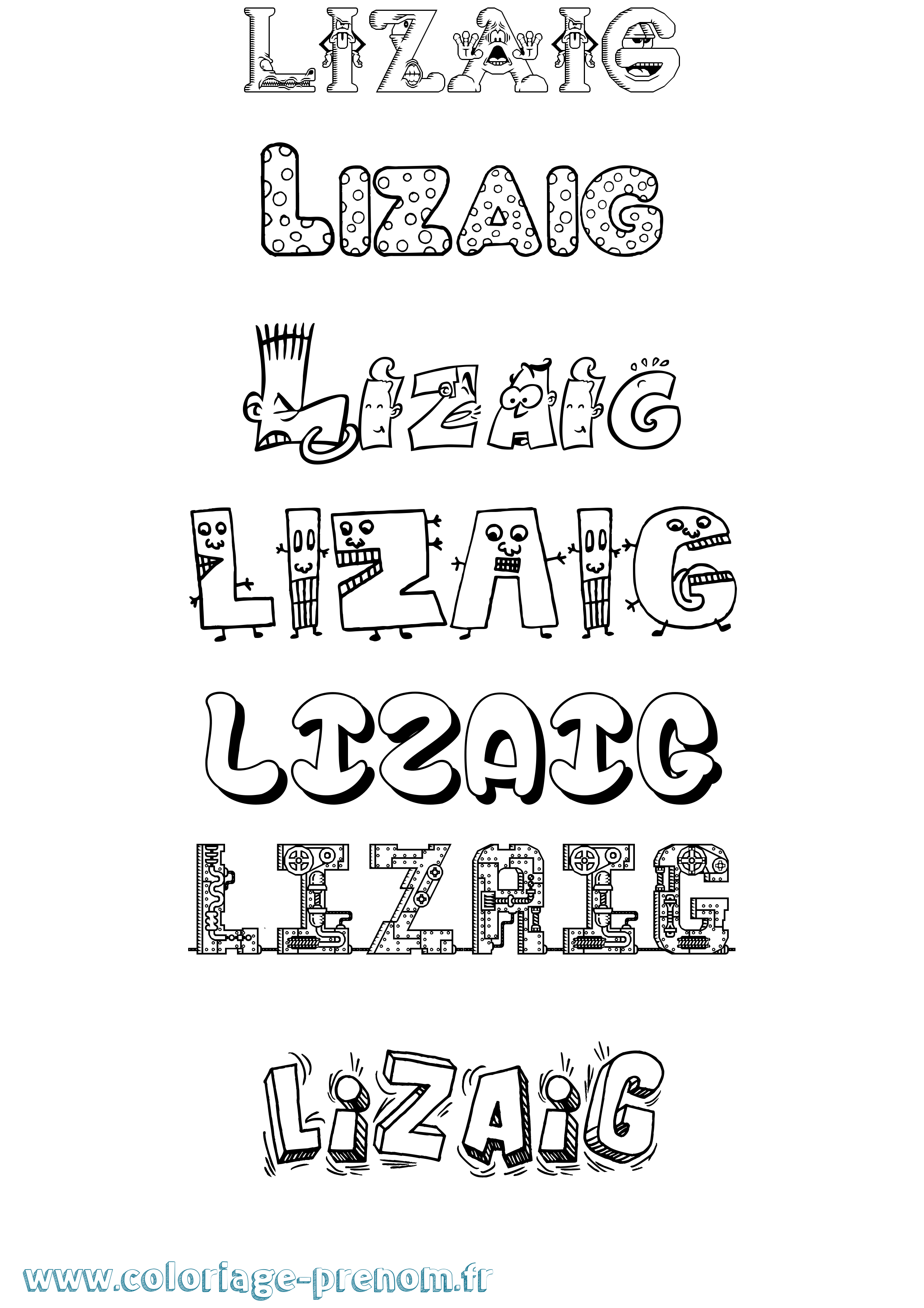 Coloriage Lizaig Fun Coloriage prénom Lizaig Fun