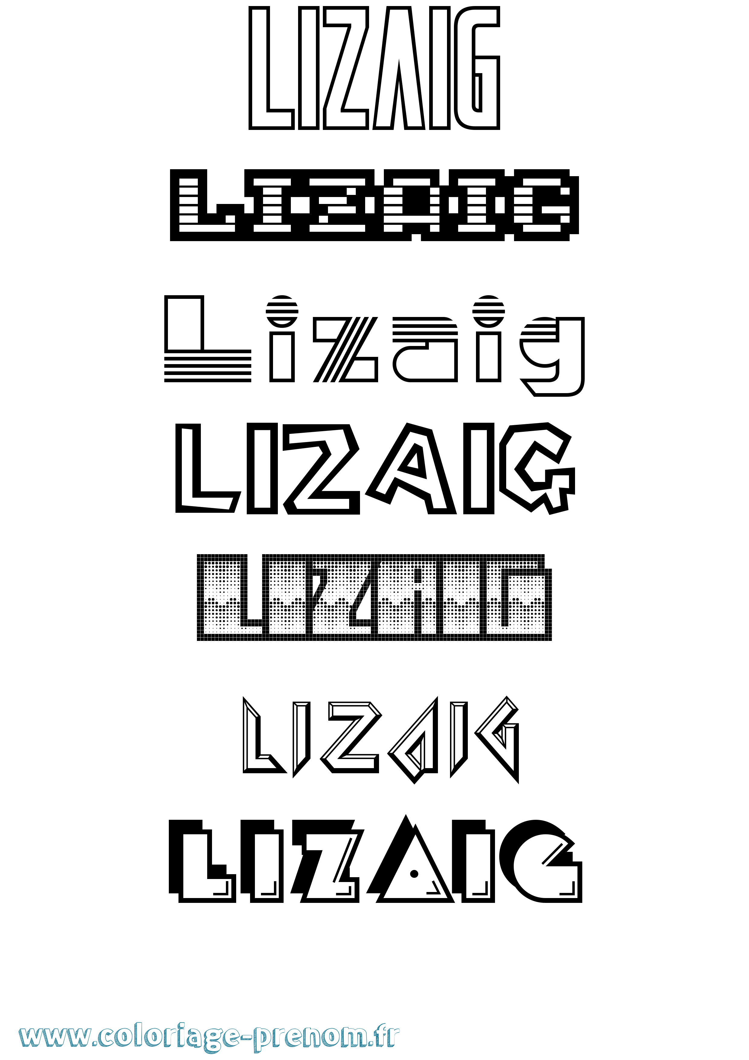 Coloriage Lizaig Jeux Vidéos Coloriage prénom Lizaig Jeux Vidéos