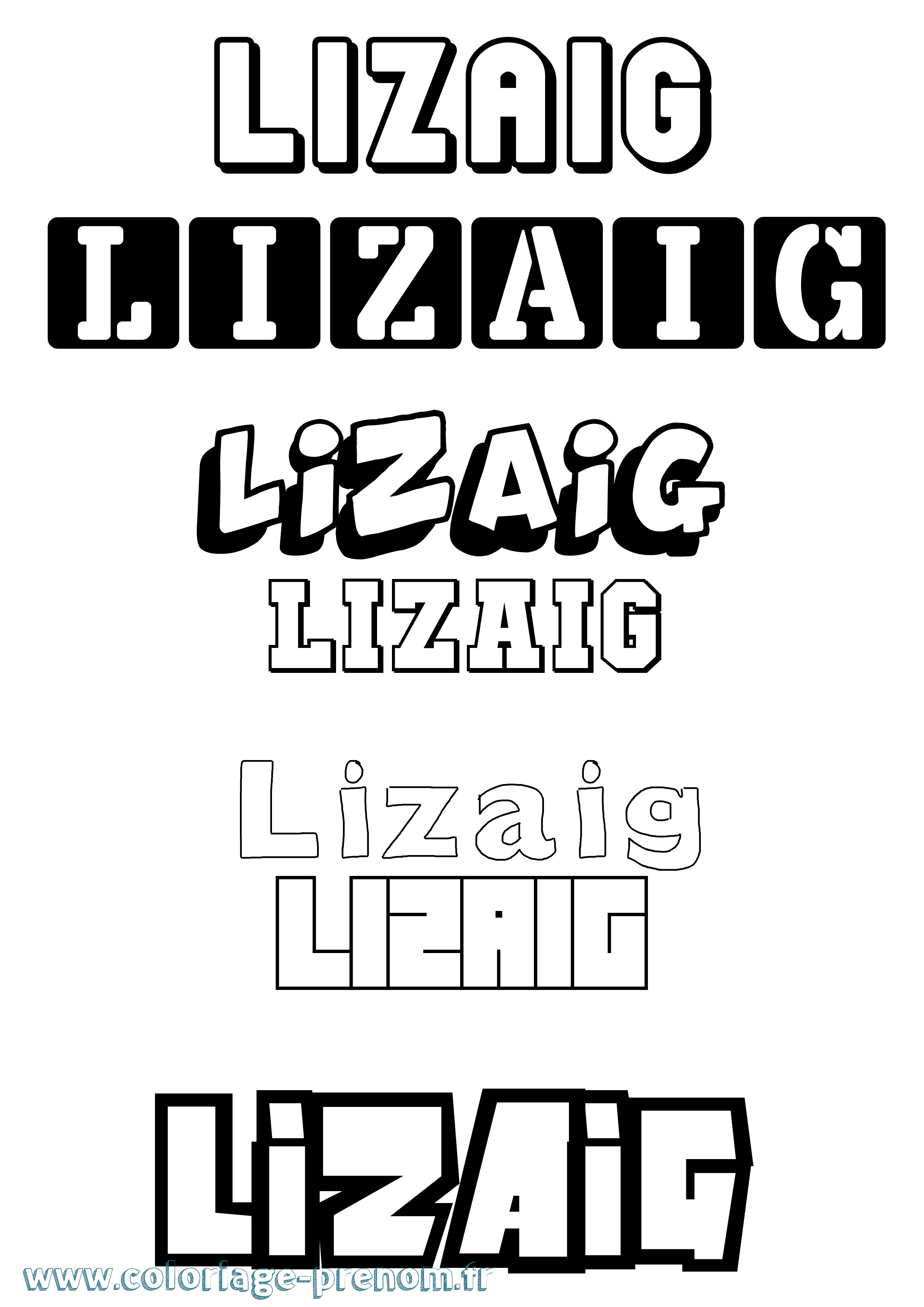 Coloriage Lizaig Simple Coloriage prénom Lizaig Simple