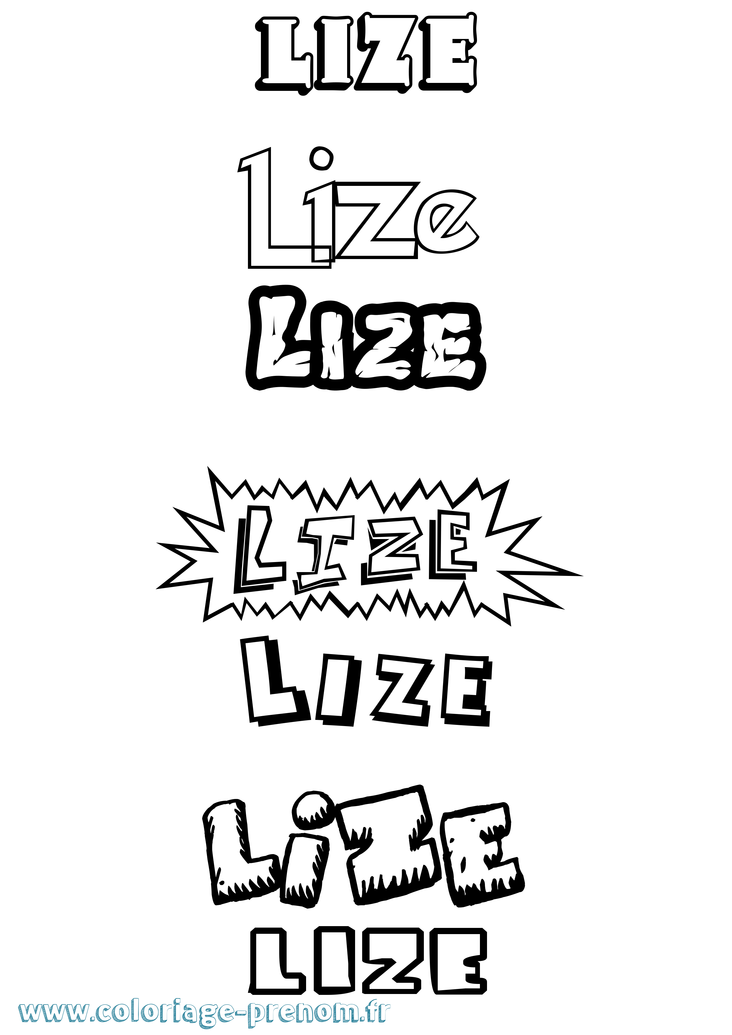 Coloriage Lize Dessin Animé Coloriage prénom Lize Dessin Animé