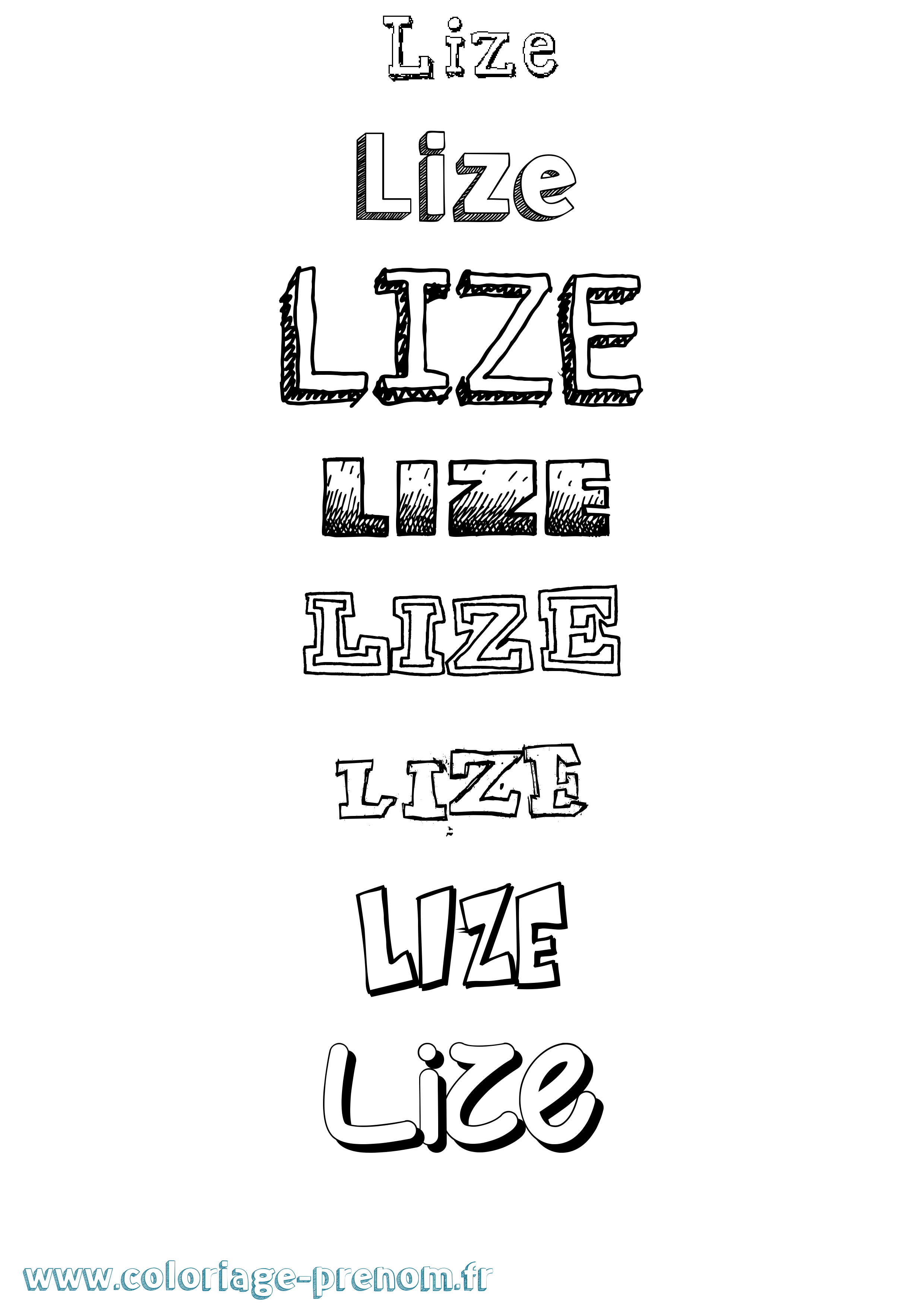Coloriage Lize Dessiné Coloriage prénom Lize Dessiné