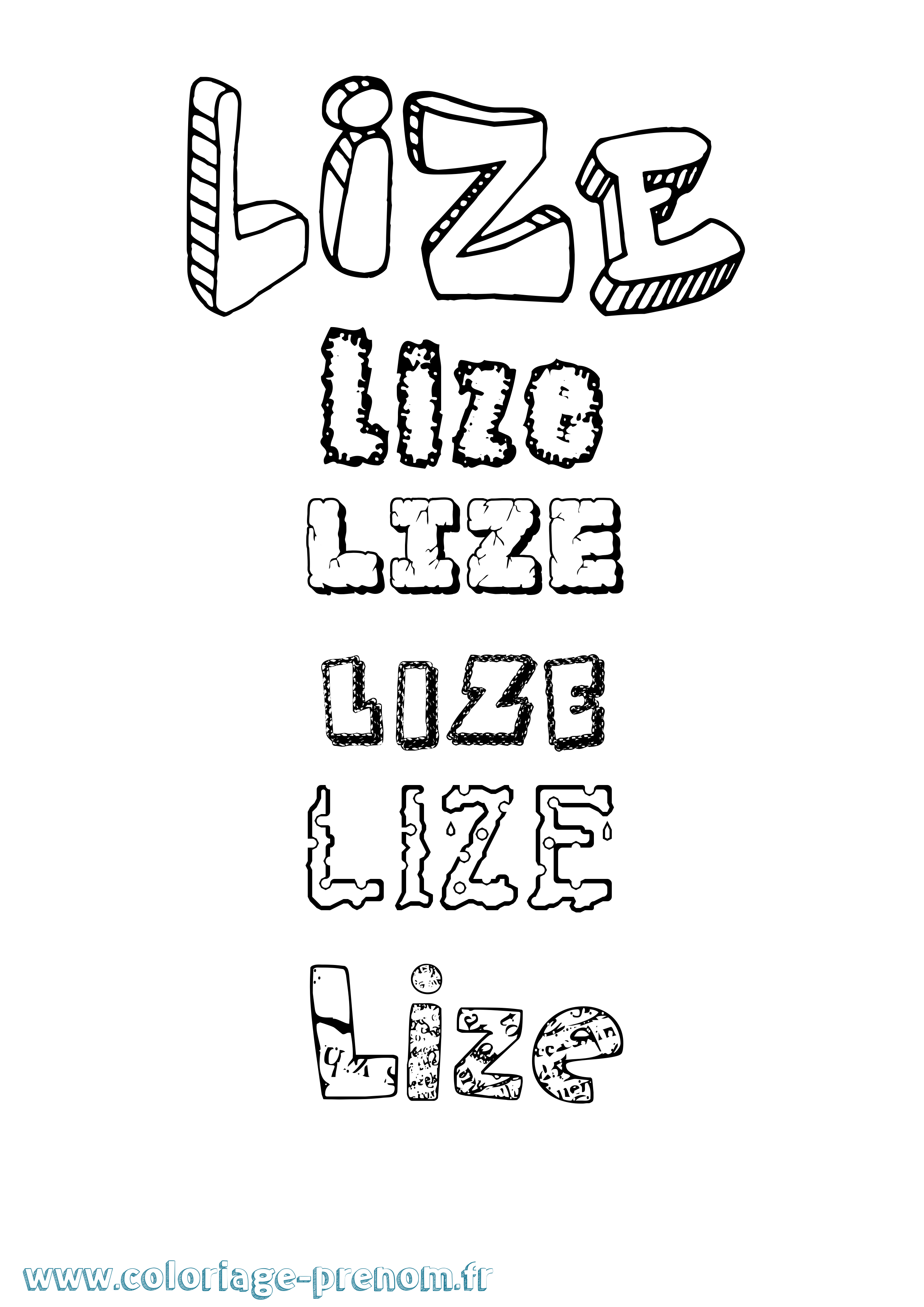 Coloriage Lize Destructuré Coloriage prénom Lize Destructuré