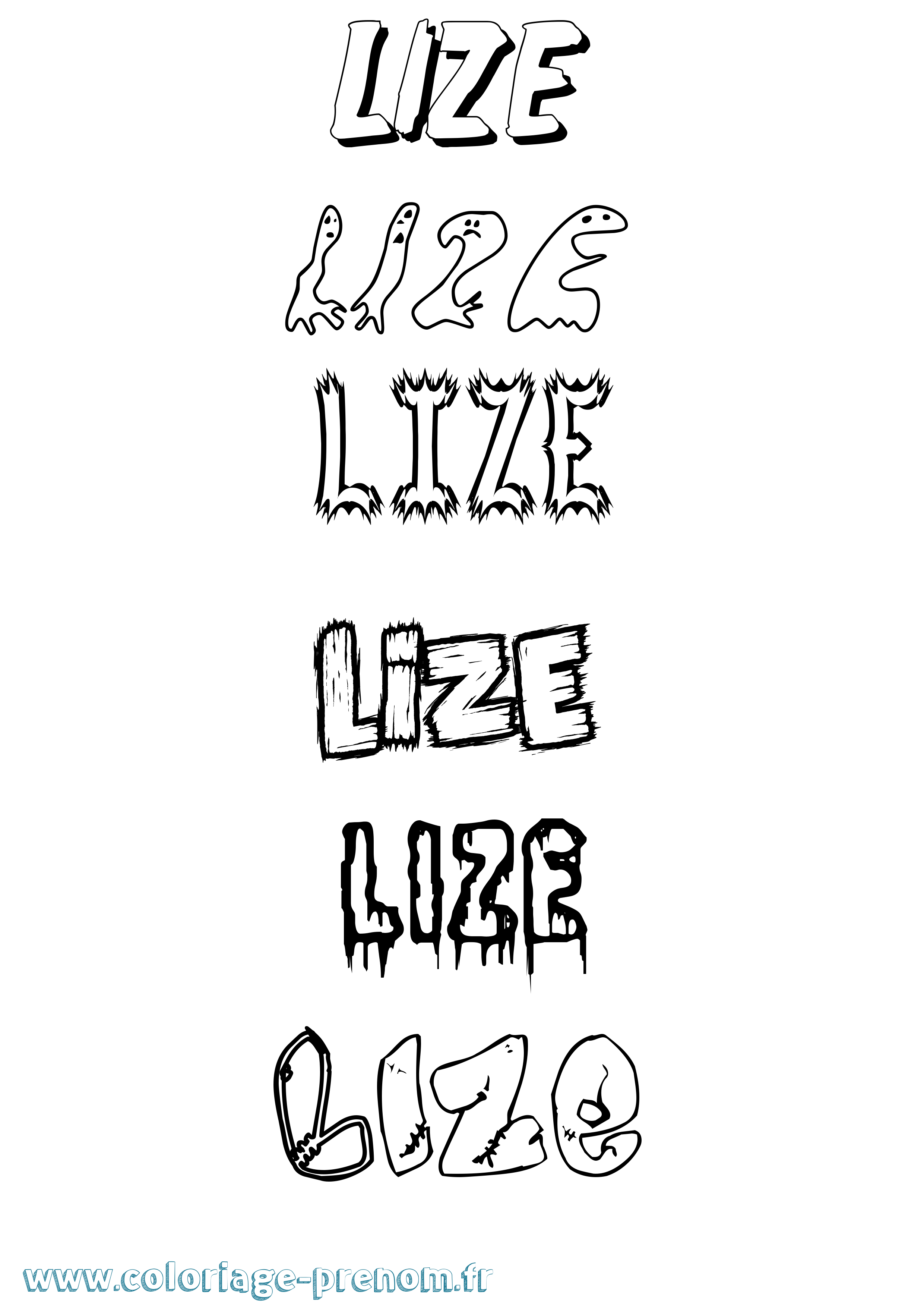 Coloriage Lize Frisson Coloriage prénom Lize Frisson