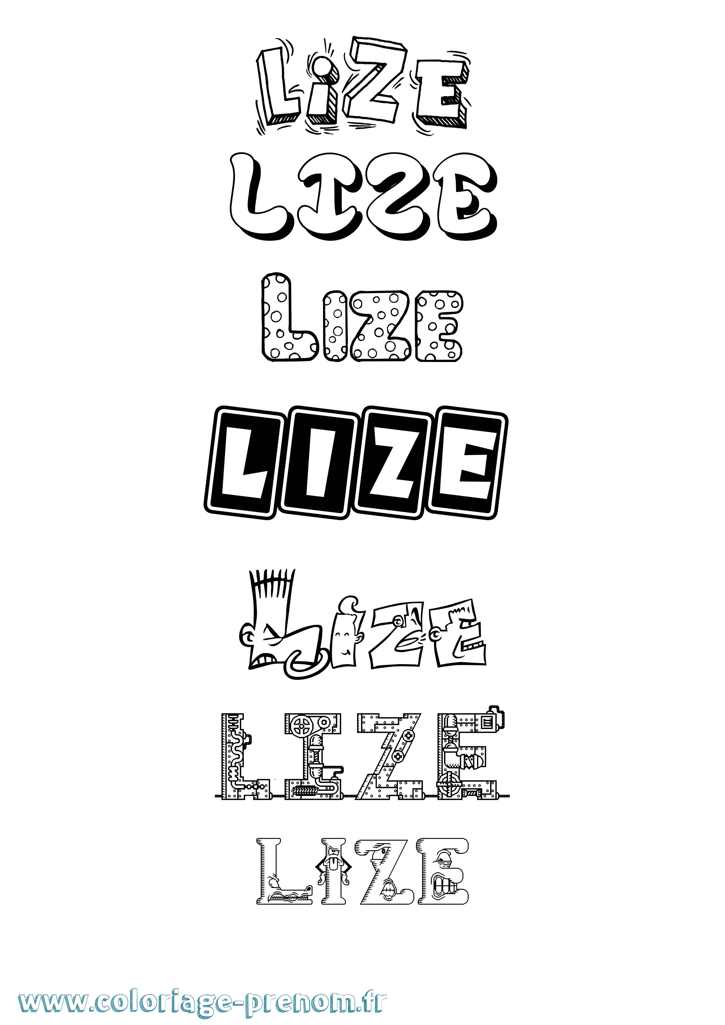 Coloriage Lize Fun Coloriage prénom Lize Fun