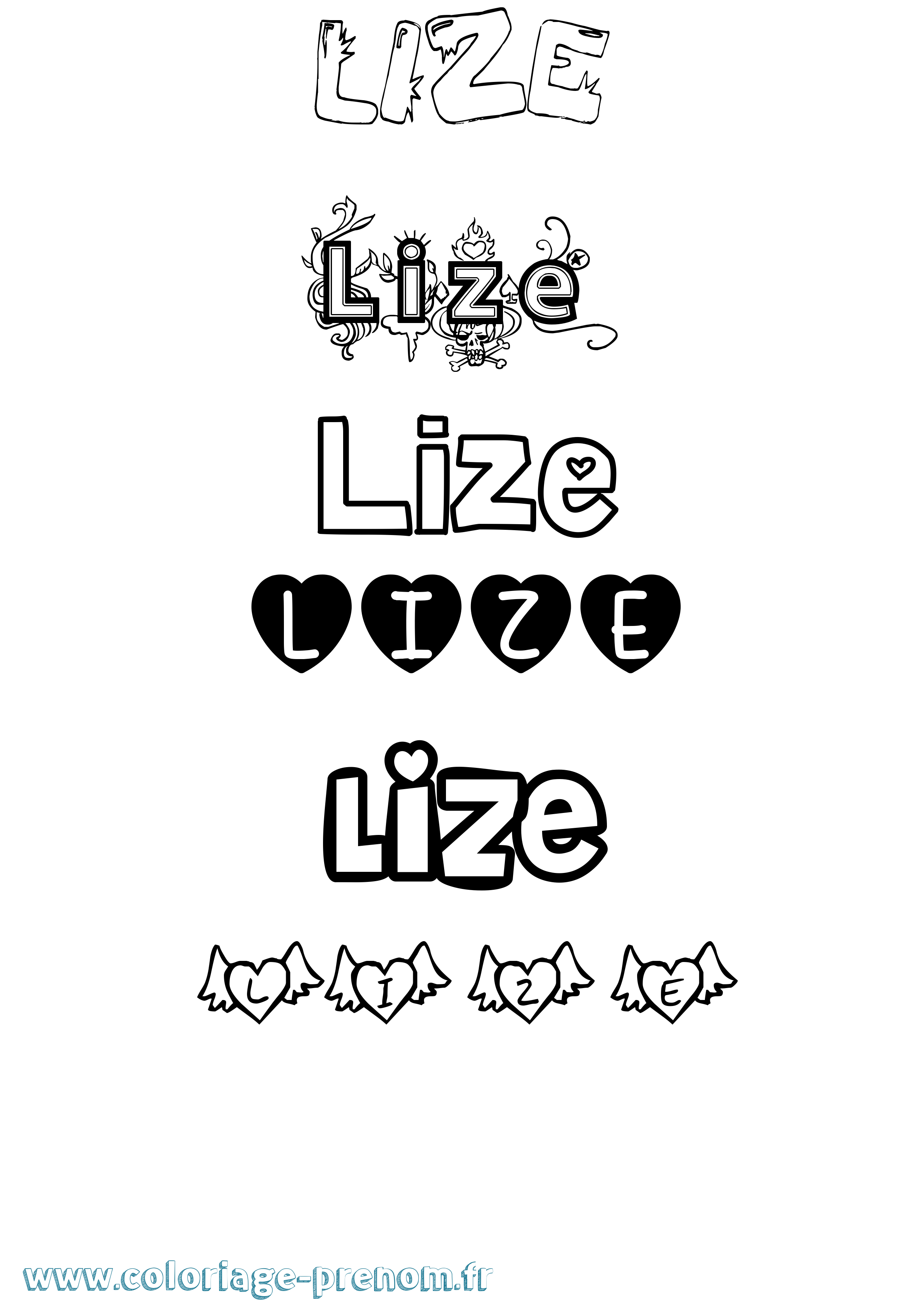 Coloriage Lize Girly Coloriage prénom Lize Girly