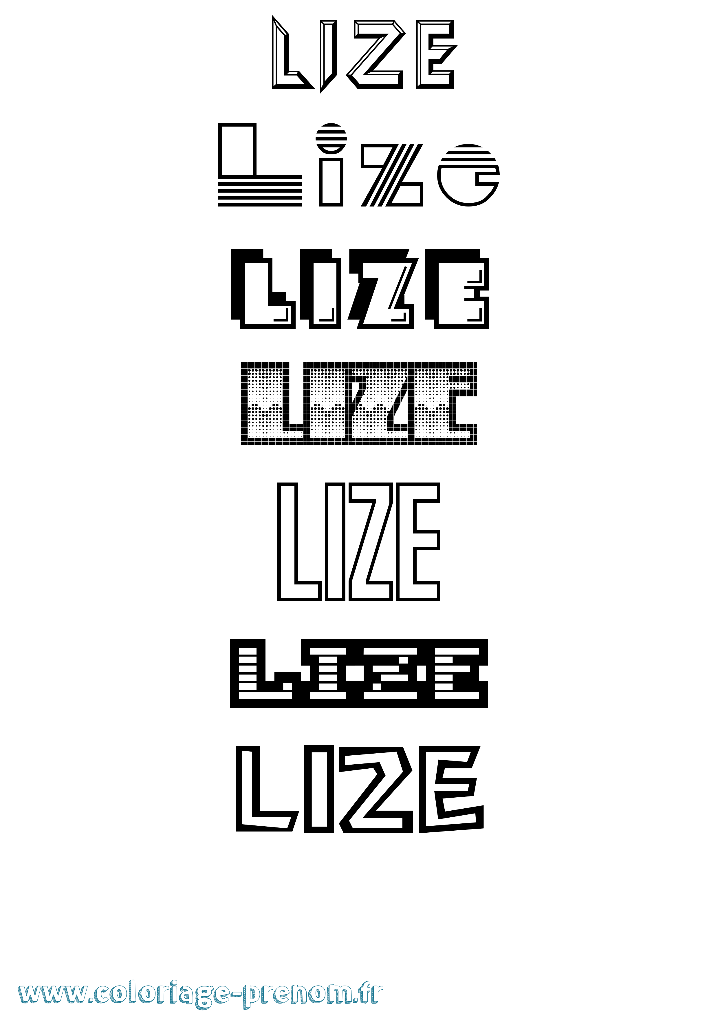 Coloriage Lize Jeux Vidéos Coloriage prénom Lize Jeux Vidéos